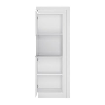 Lomadox Vitrine LYNDHURST-129 weiß Hochglanz mit LED Beleuchtung, 60/164,5/42 cm