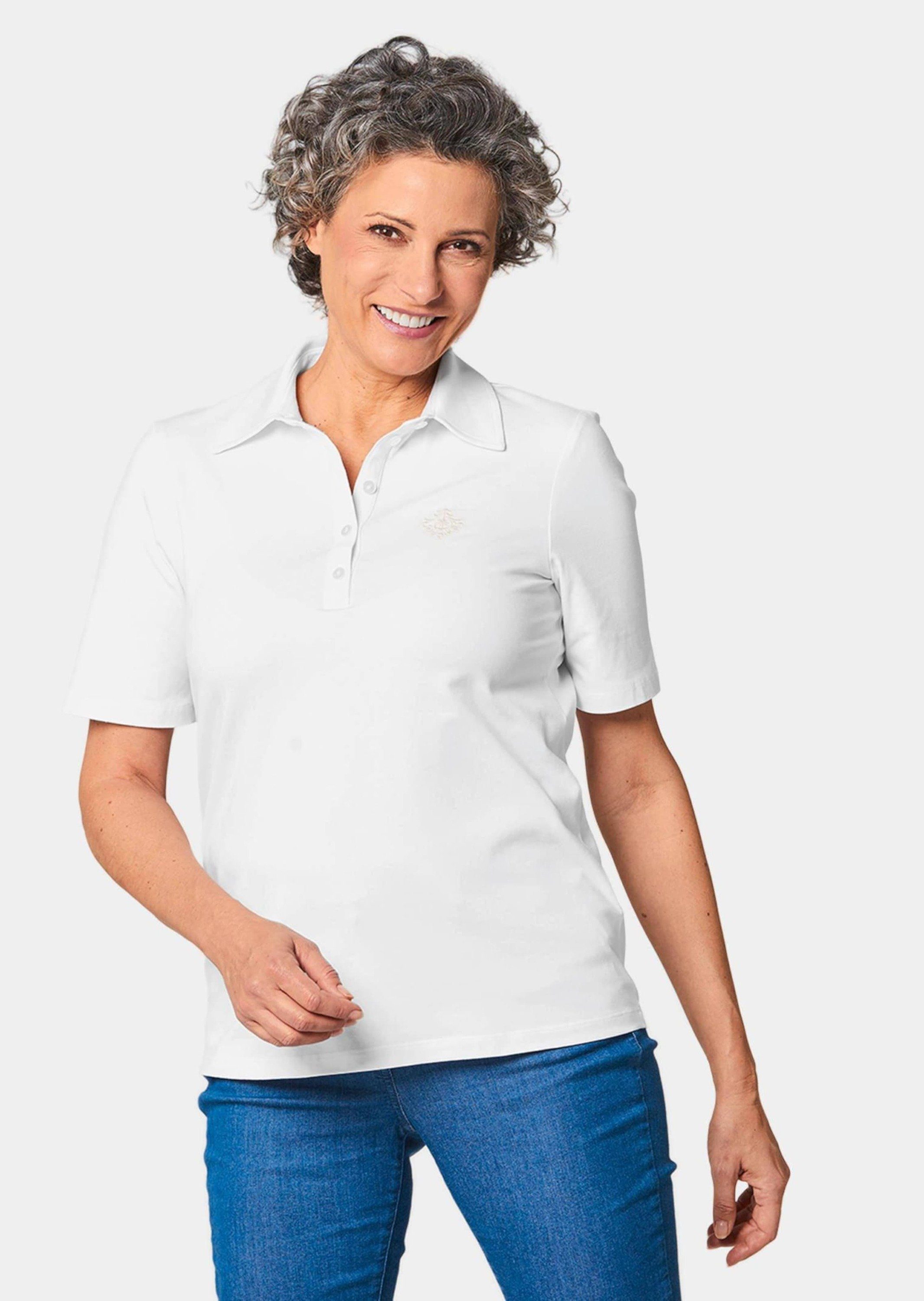 weiß GOLDNER Poloshirt Stretchbequemes Poloshirt