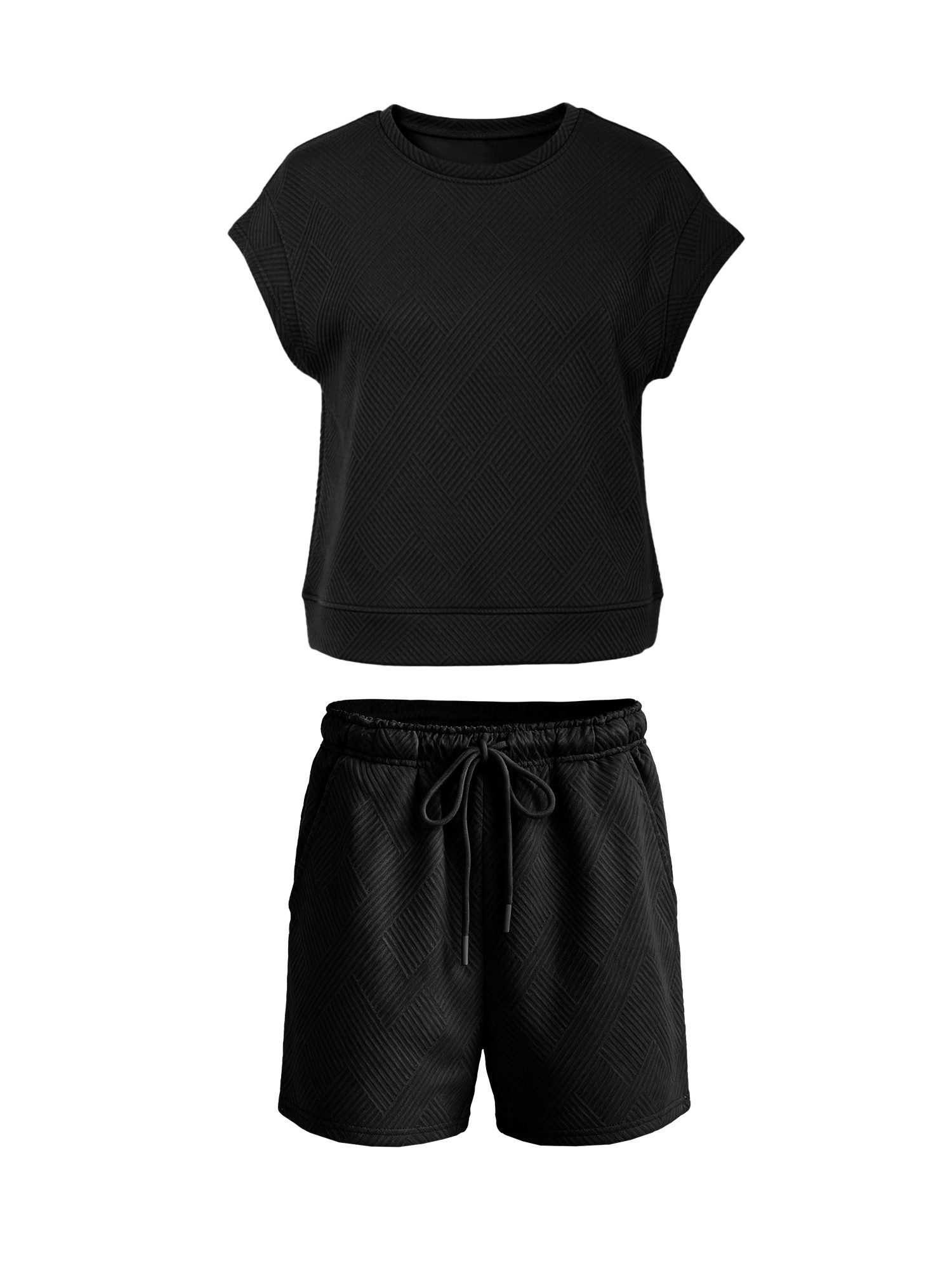 Imily Bela Hausanzug Damen 2-teiliger Freizeitanzug (Set, 2 tlg., Kurzarm Oberteil + Shorts) Print – Bild 5 von 5