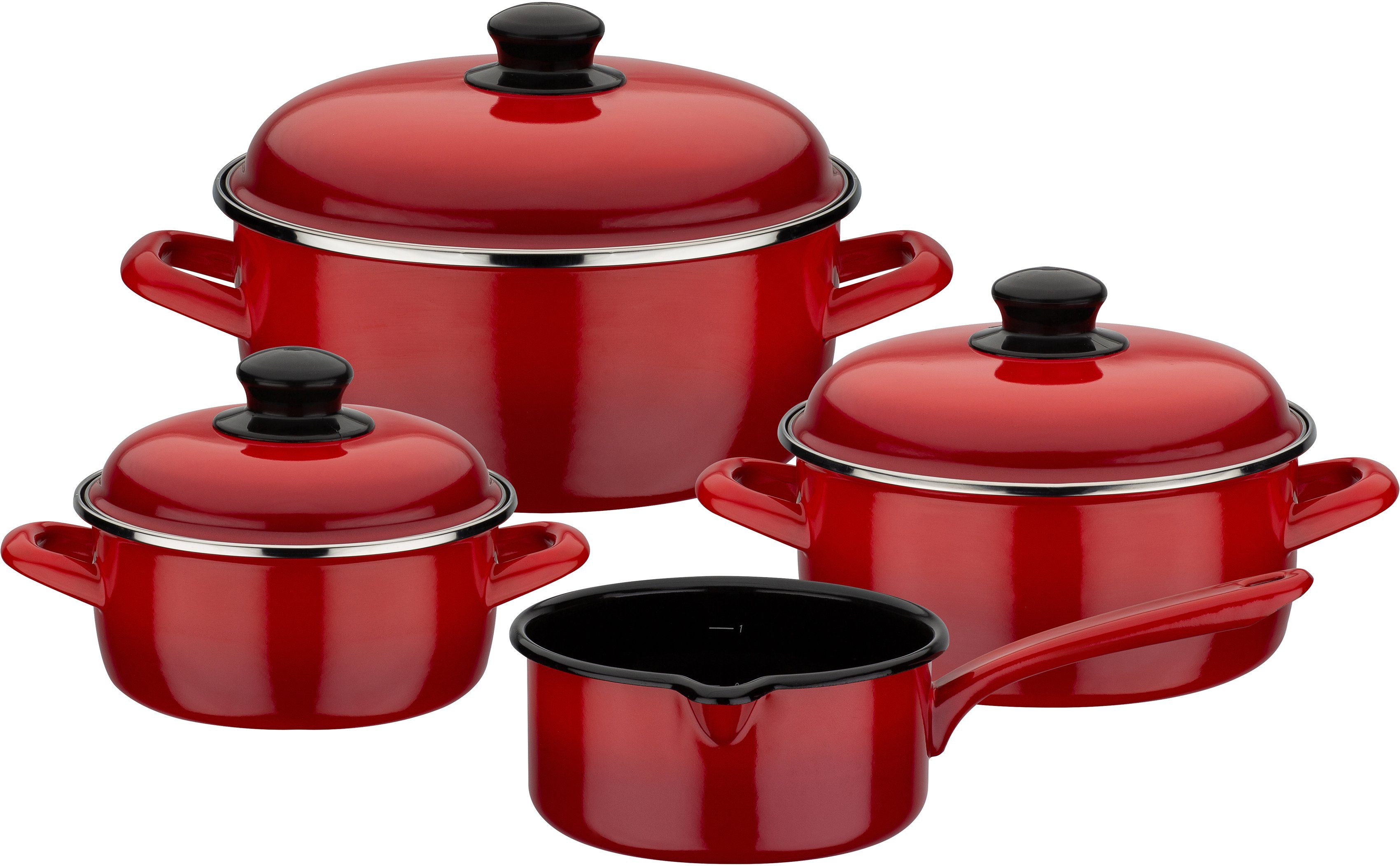 GSW Topf-Set Red (Set, Shadow, 7-tlg), Emaille Induktion