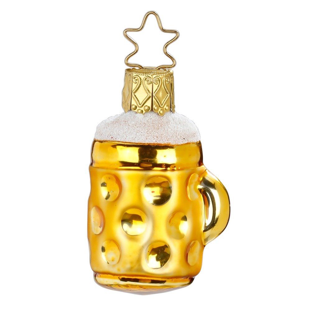 INGE-GLAS® Christbaumschmuck, Christbaumschmuck Bayerischer Bierkrug 5cm gold, 1 Stück