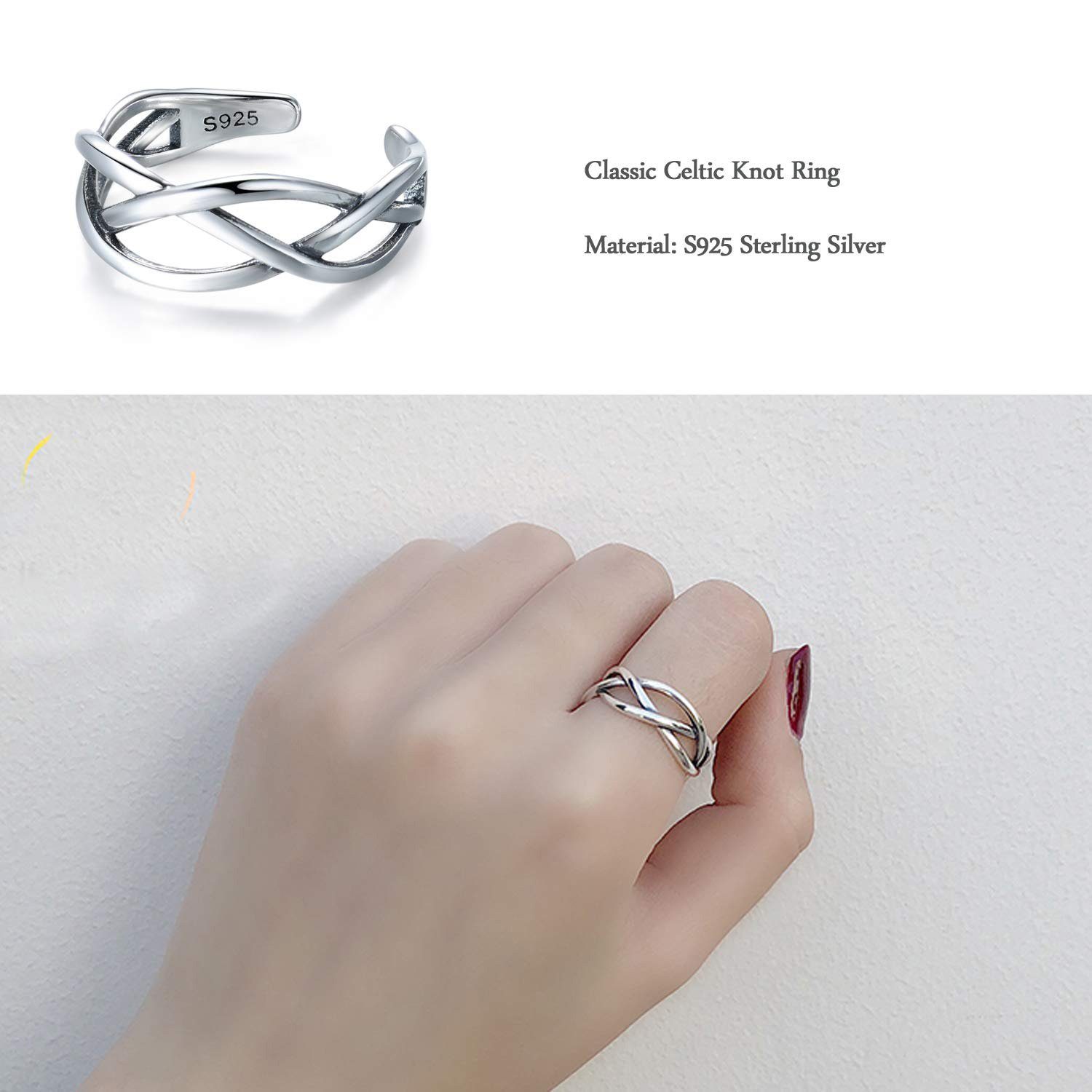 Haiaveng Fingerring Vintage geknoteter Ring Silber Männer Sterling 925 Ring, Frauen verstellbarer und für