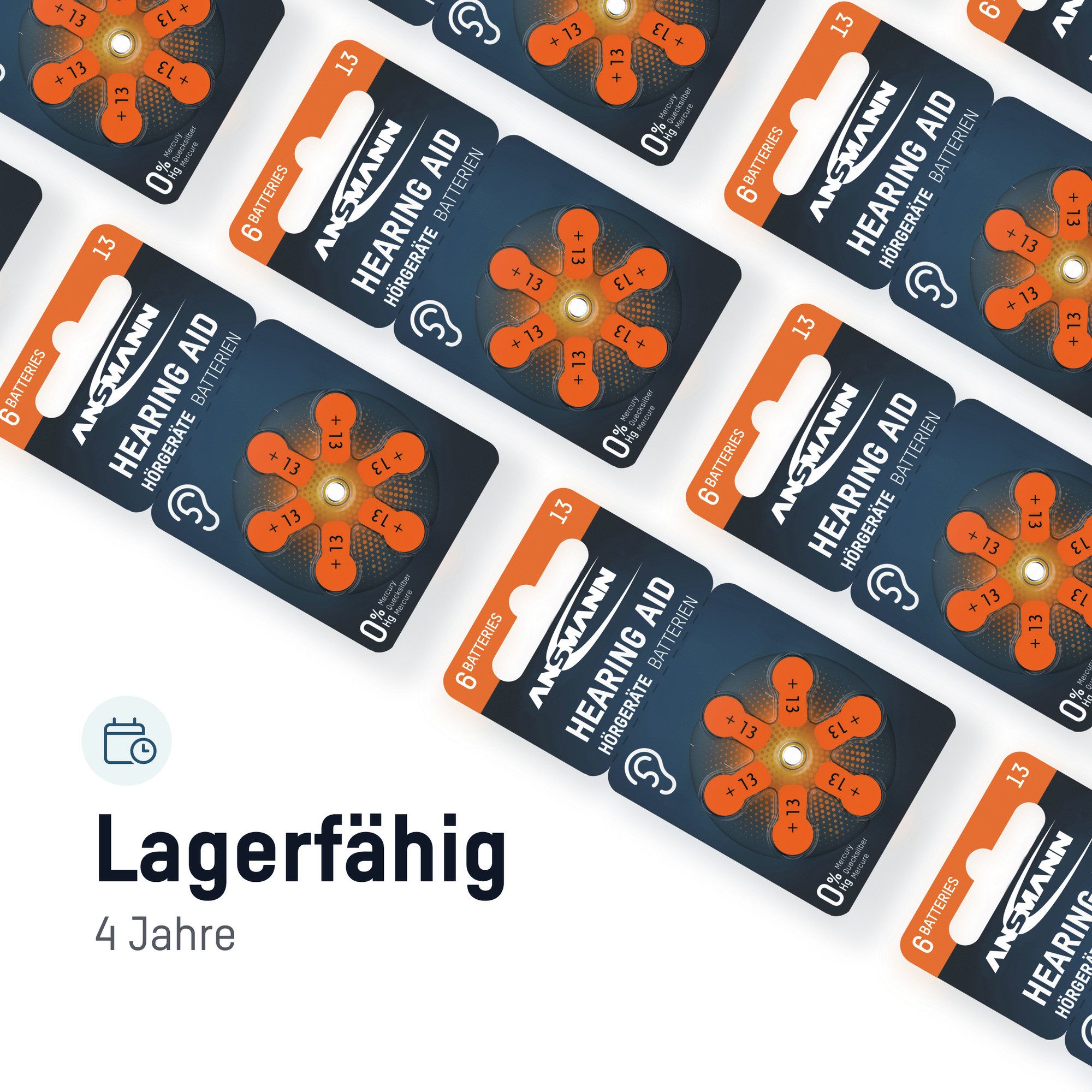 ANSMANN AG Hörgerätebatterien Typ 13 orange, 60 Stück Knopfzelle