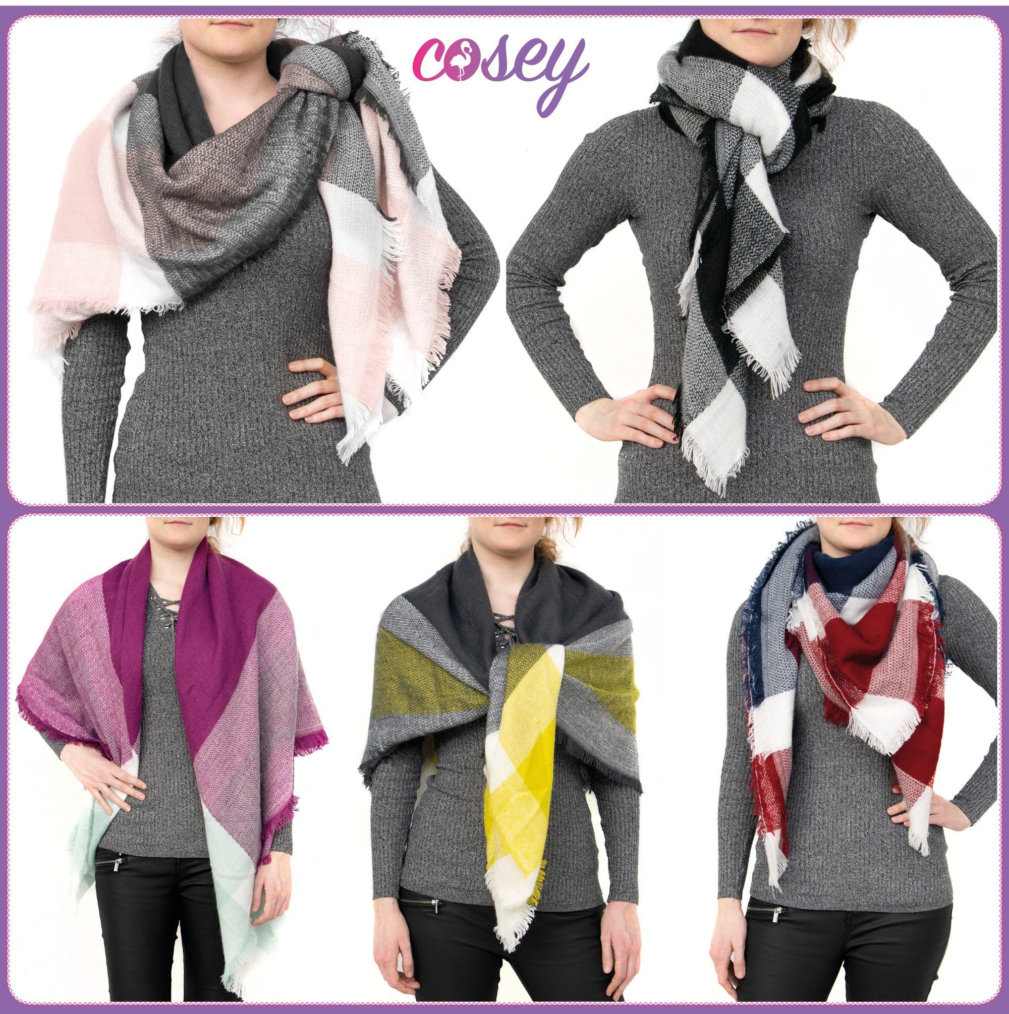 cosey XXL-Schal Bunter XXL-Schal, quadratisch