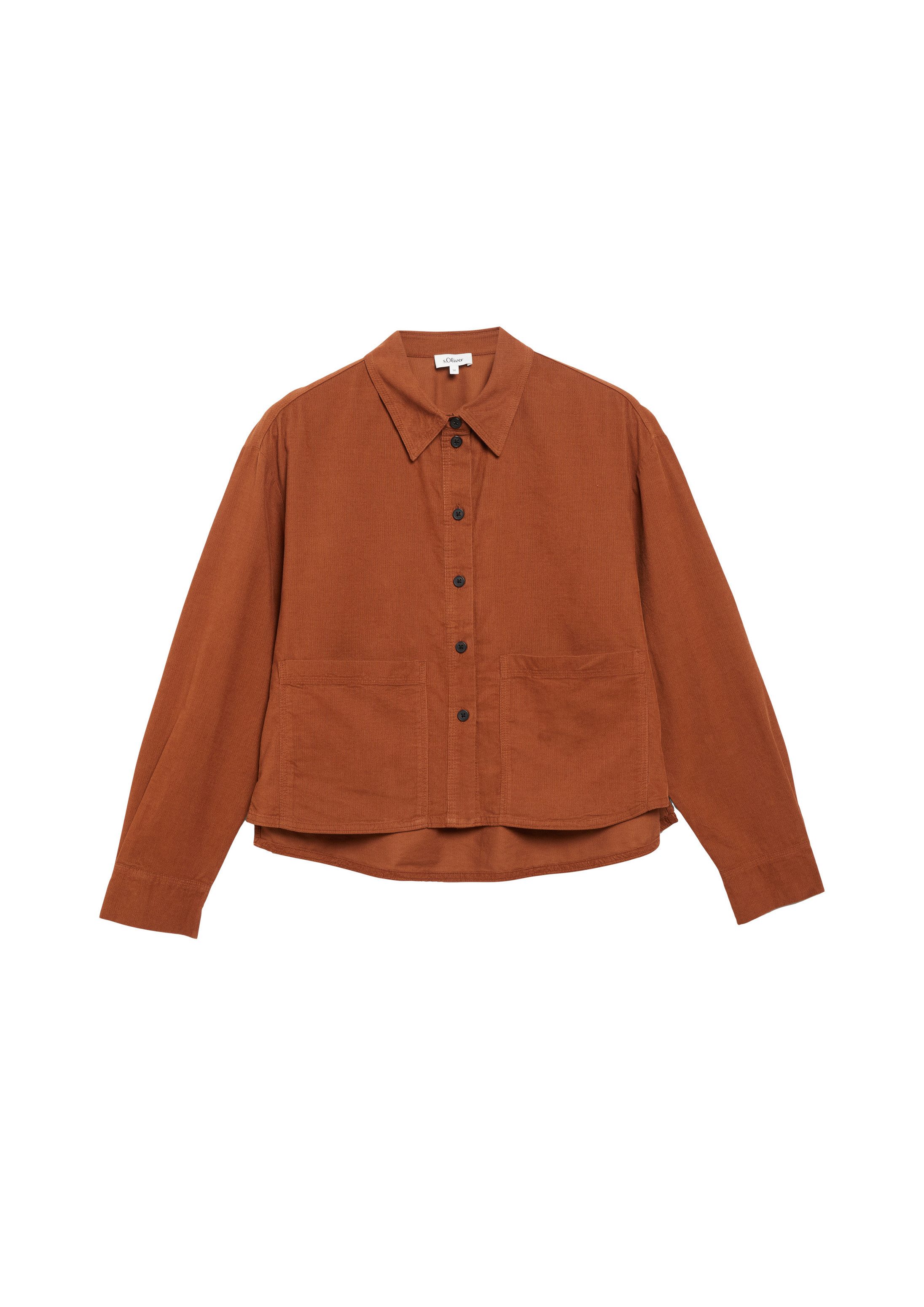 s.Oliver Langarmhemd Bluse Weiche Cordbluse mit aufgesetzten Taschen