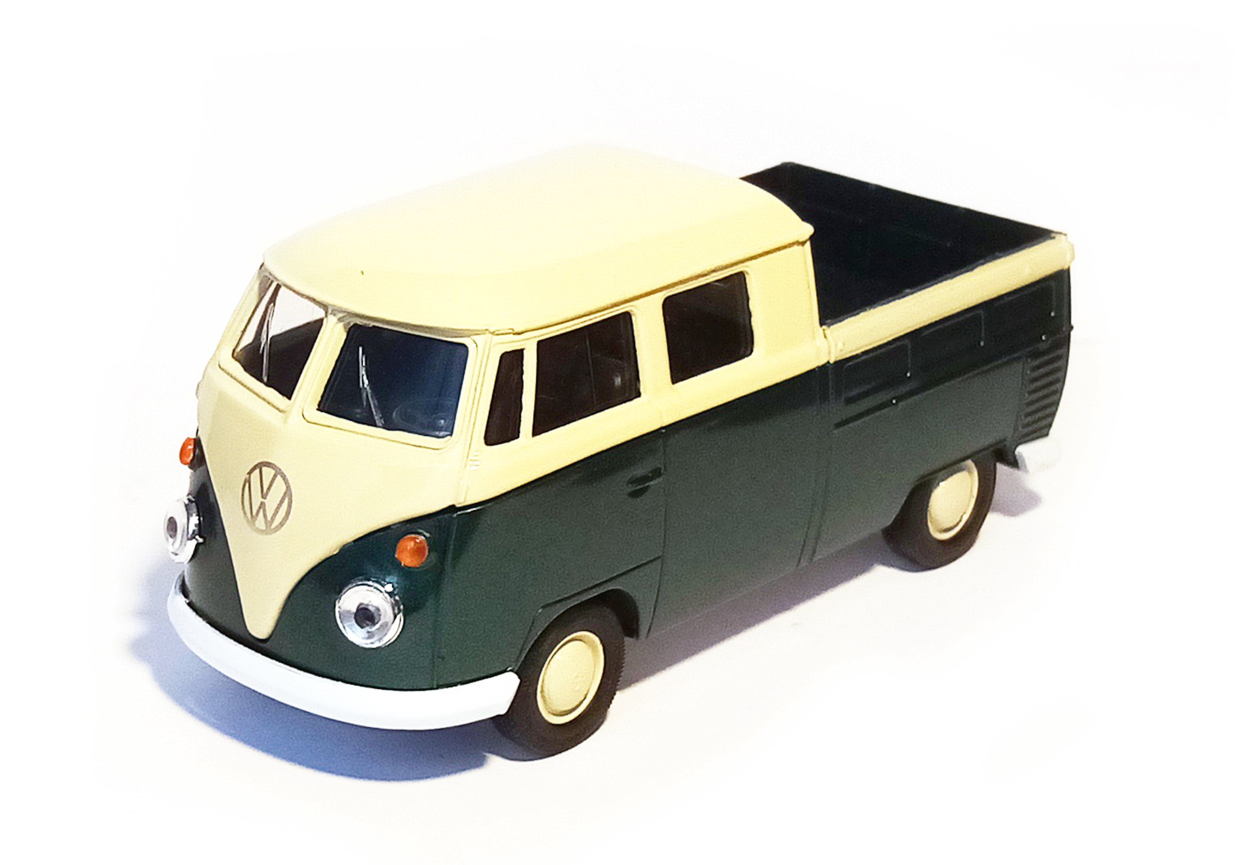 Welly Modellauto VOLKSWAGEN T1 Doppelkabine PICK UP 12cm VW Metall Auto 77 (Grün), Modell Modellauto Spielzeugauto