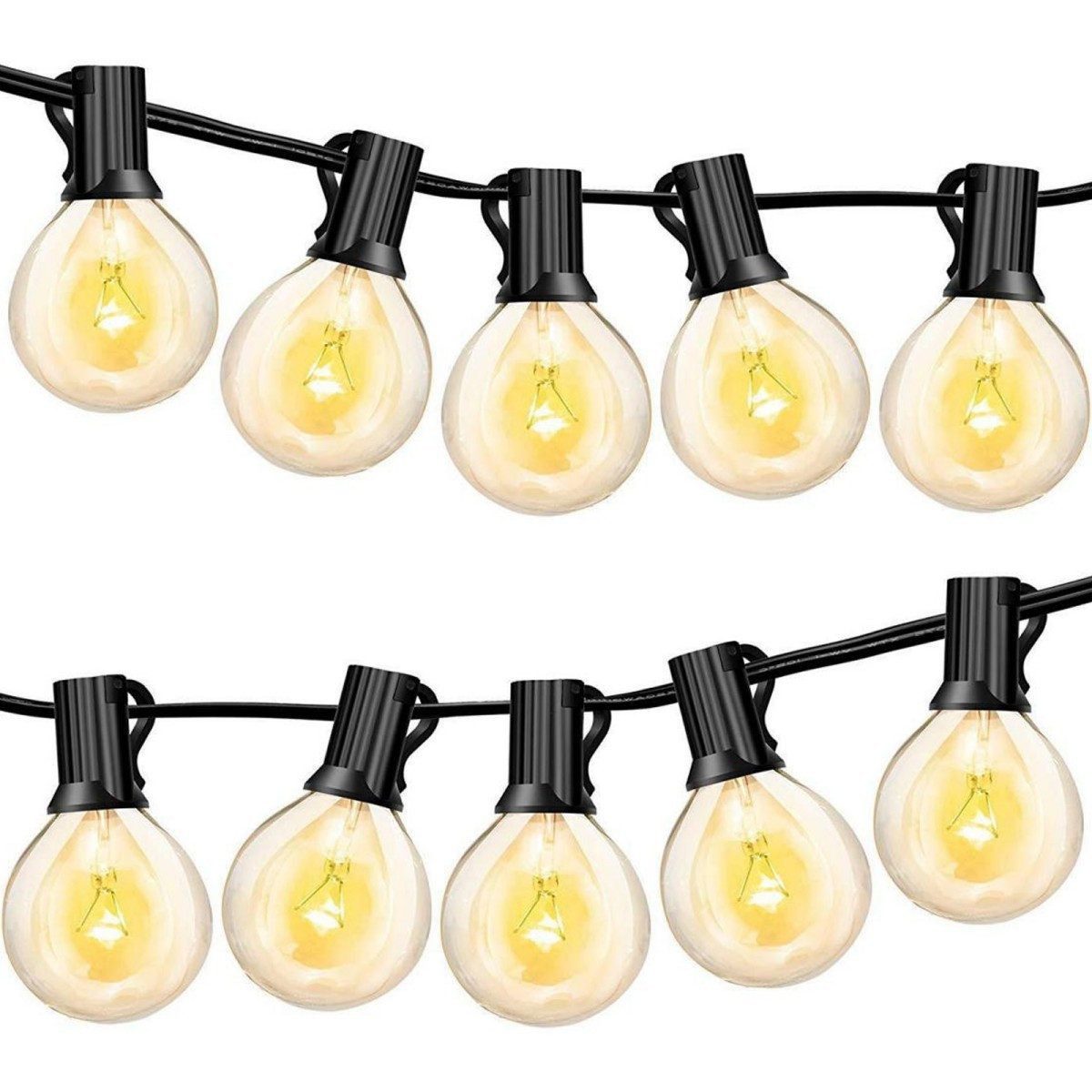 Quntis Lichterkette mit 30+3 G45 Glühbirnen, 13M Außen-Lichterkette Outdoor Ostern, 30-flammig, Kugel-Lichterkette Ausdehnbar 50M für Garten,Balkon,Hof,Hochzeit