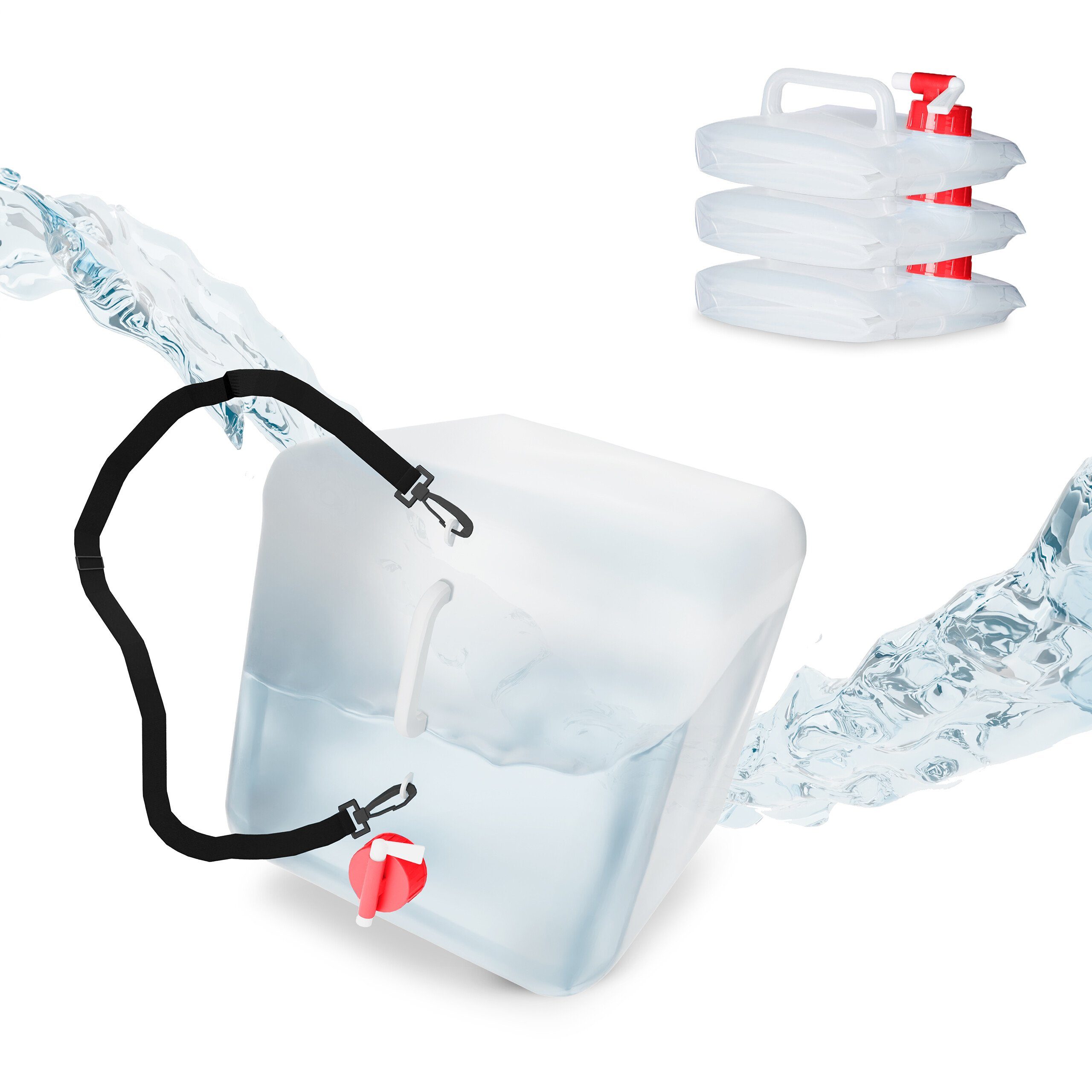 relaxdays Kanister Faltbarer Wasserkanister 4er Set 20 l (4 St), rot