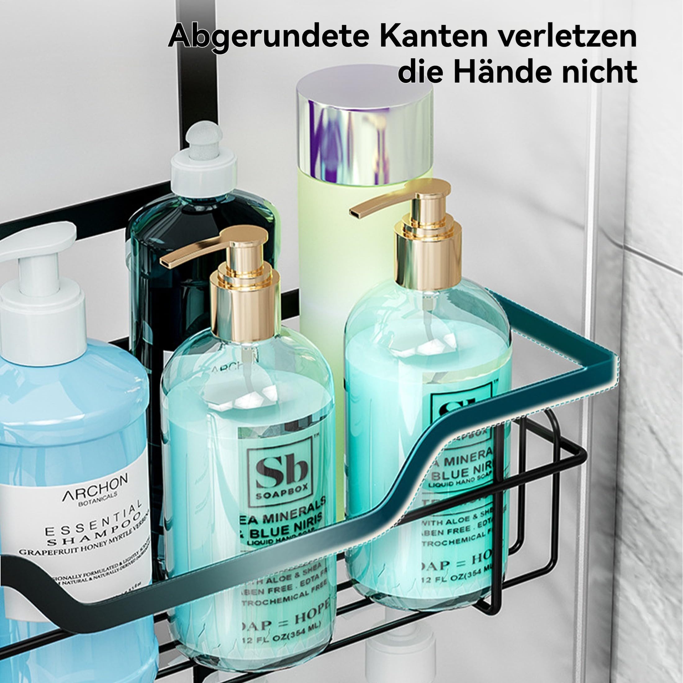 SURFOU Duschregal Duschablage zum Hängen – 3-stufiger Duschkorb mit Seifenhalter & Haken, Duschablage Ohne Bohren, Duschregal Ohne Bohren, Praktischer Hangerega – Bild 4 von 5