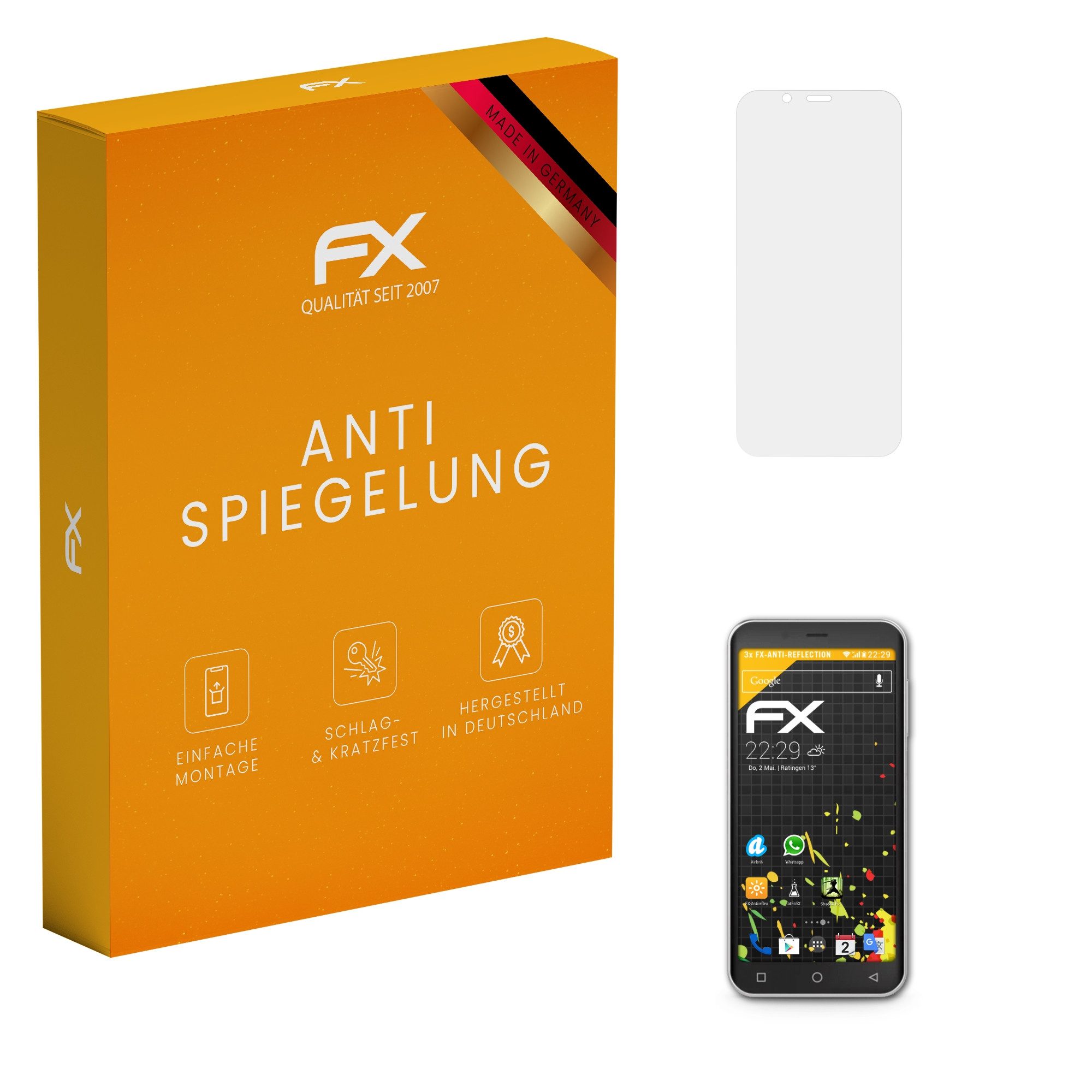 atFoliX Schutzfolie für Emporia Smart.5 Mini, (3 Folien), Entspiegelnd und stoßdämpfend