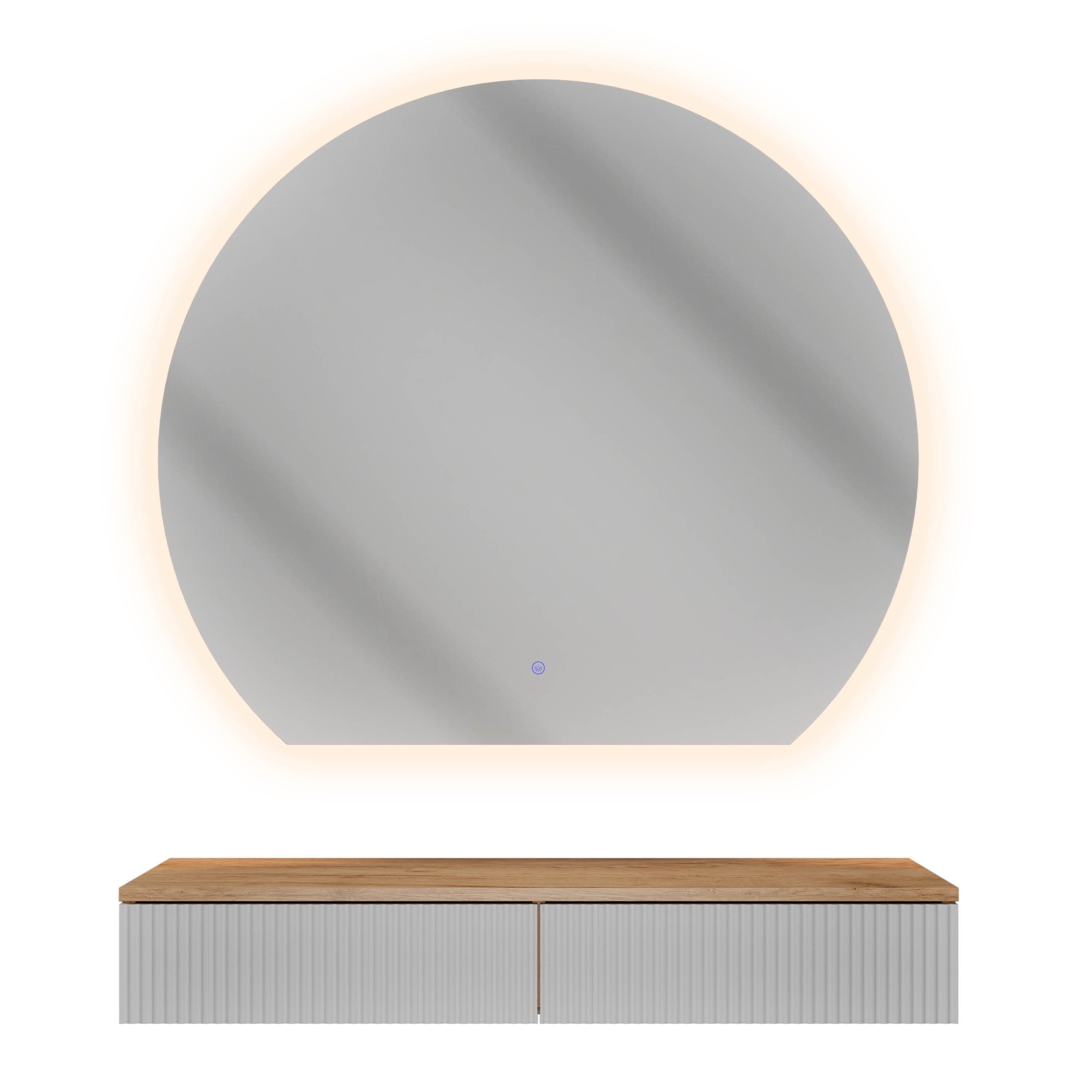 Planetmöbel Konsolentisch AMYRA (Konsolentisch 100 cm, inkl. Spiegel mit Beleuchtung Bogenform 100x90 cm), Wandkonsole & Wandspiegel Flur Set – Bild 5 von 5