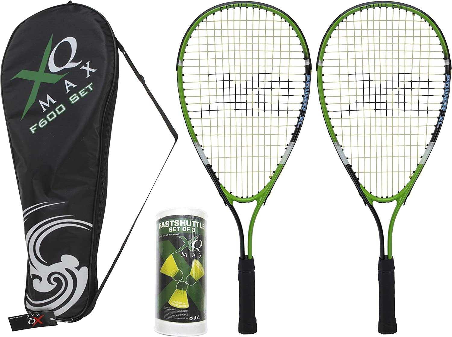 XQMAX Speed-Badmintonschläger F600 FAST SHUTTLE, (Set, 2-tlg), mit Bällen und Tragetasche