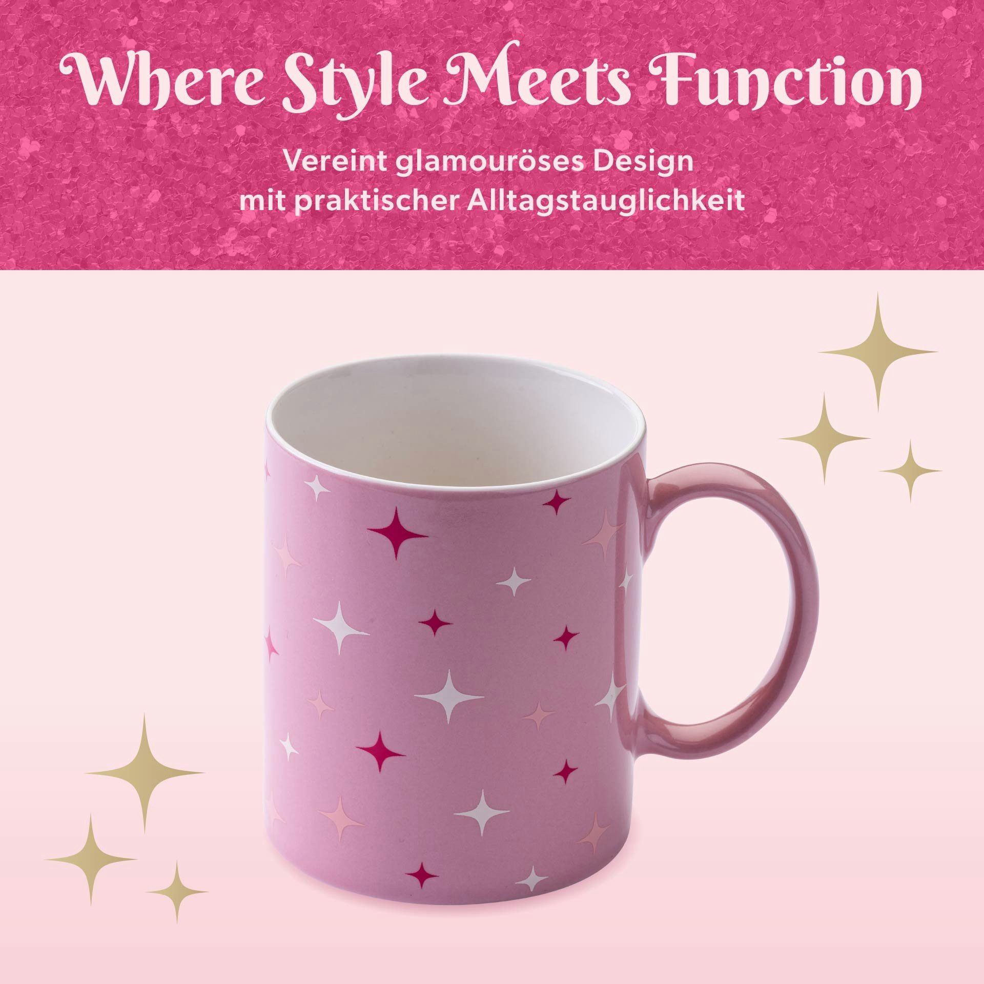 Paris Hilton Tasse Kaffeetasse, Teetasse, Steinguttasse, Stern-Motiv
