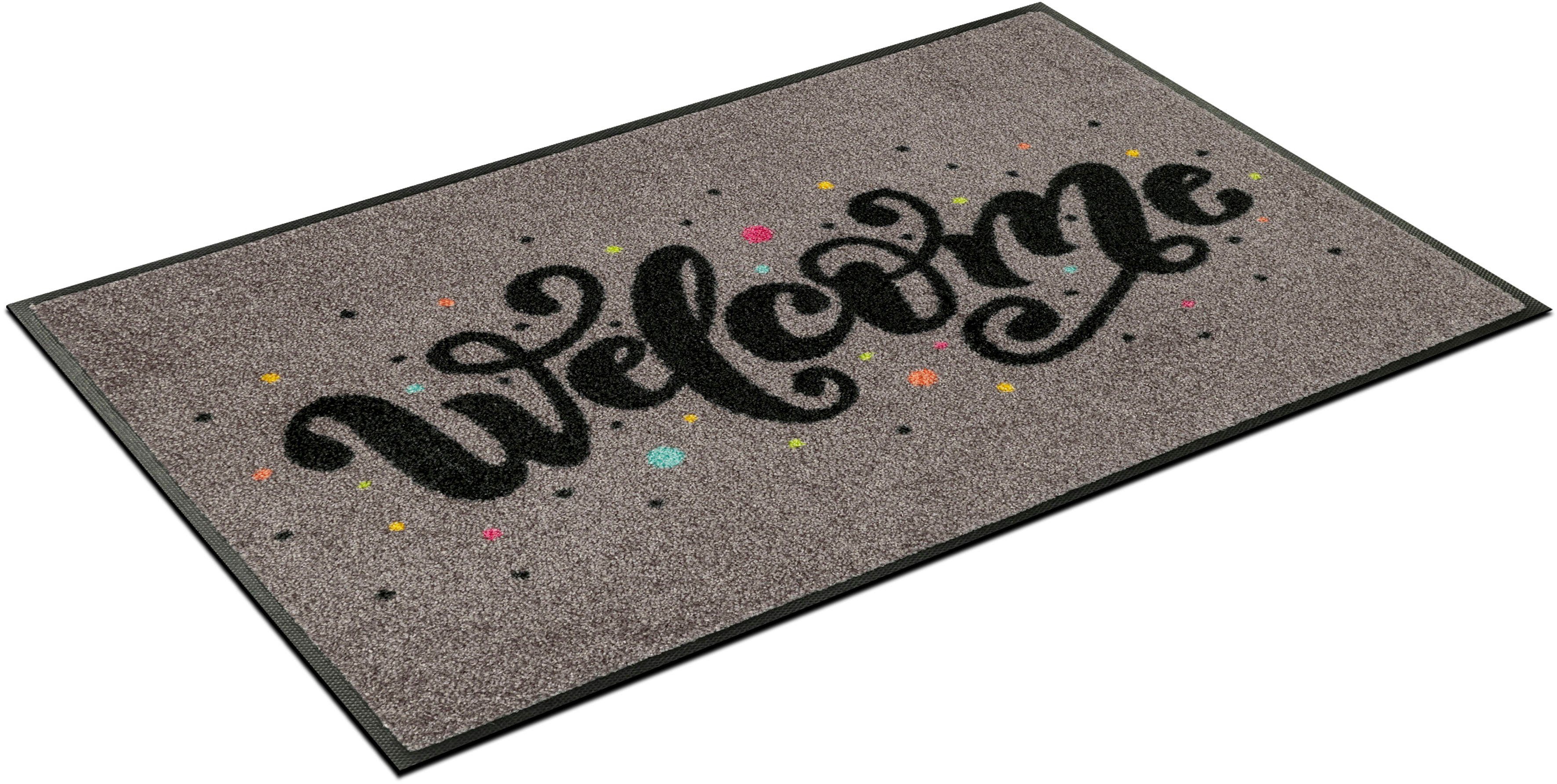 Fußmatte Welcome Confetti, wash+dry by Kleen-Tex, rechteckig, Höhe: 7 mm | Fußmatten