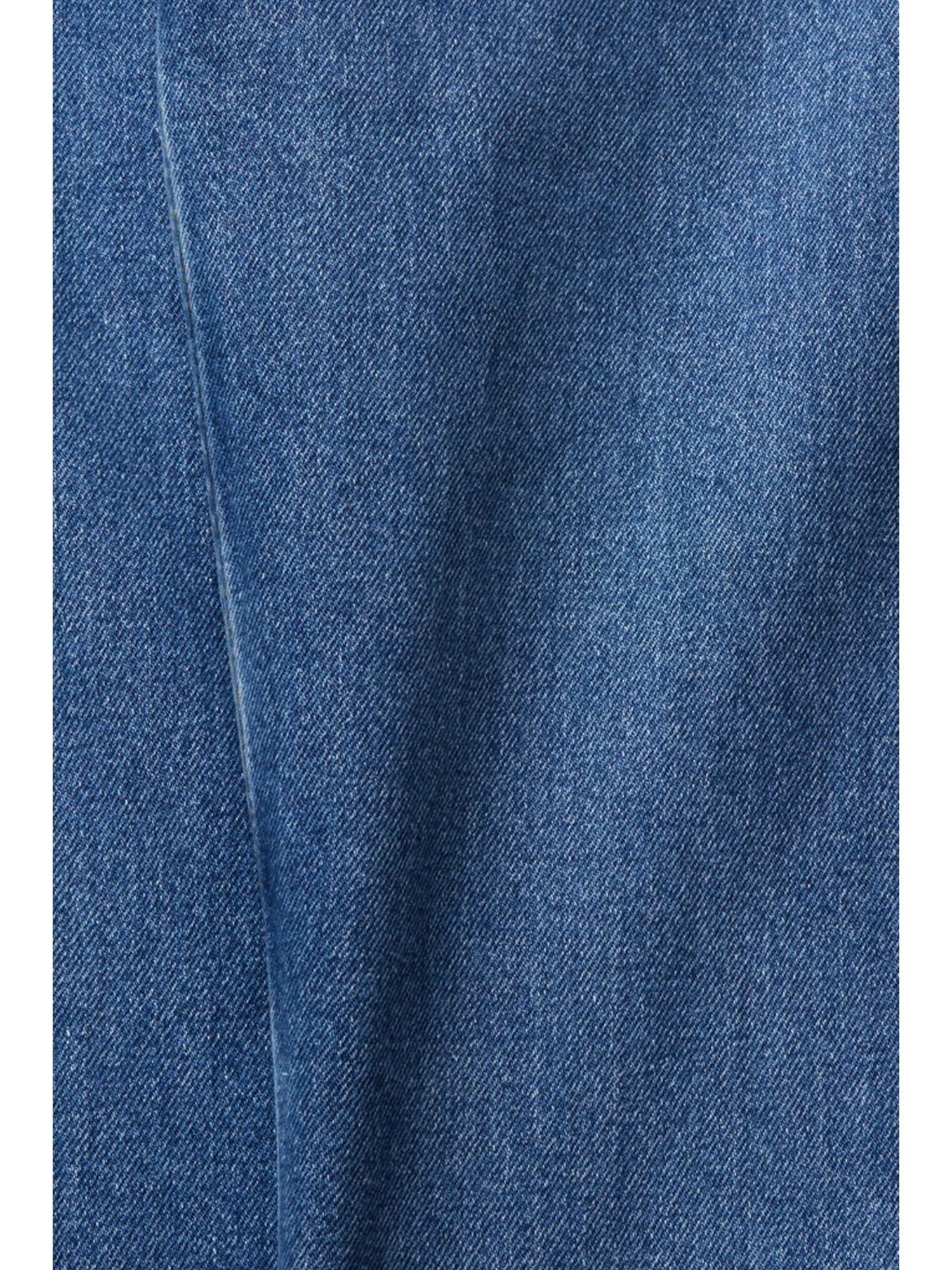 Esprit 7/8-Jeans Jeans mit und WASHED MEDIUM hohem BLUE Beinverlauf Bund geradem