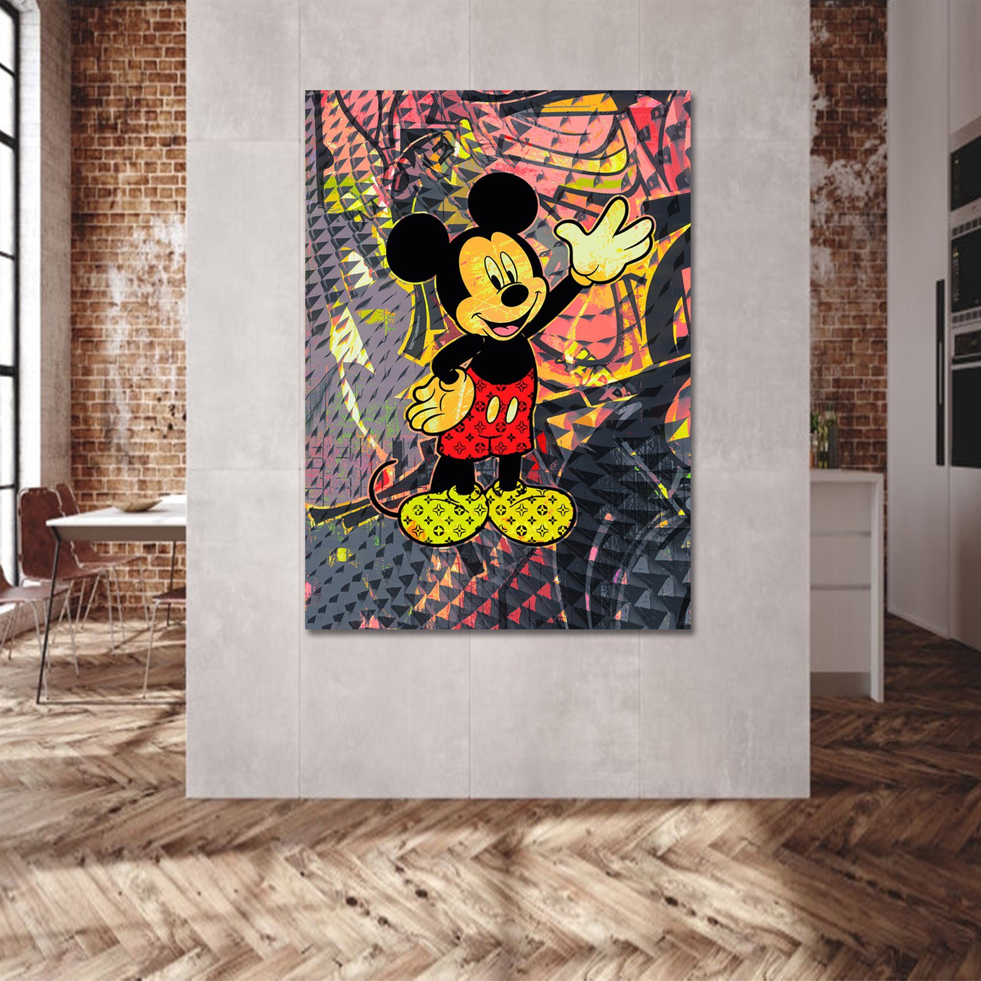 4 als - Micky Wandbilder Leinwand Poster Wall Größen, ArtMind Premium & in gerahmte Hello, XXL-Wandbild Canva Bild, Art,