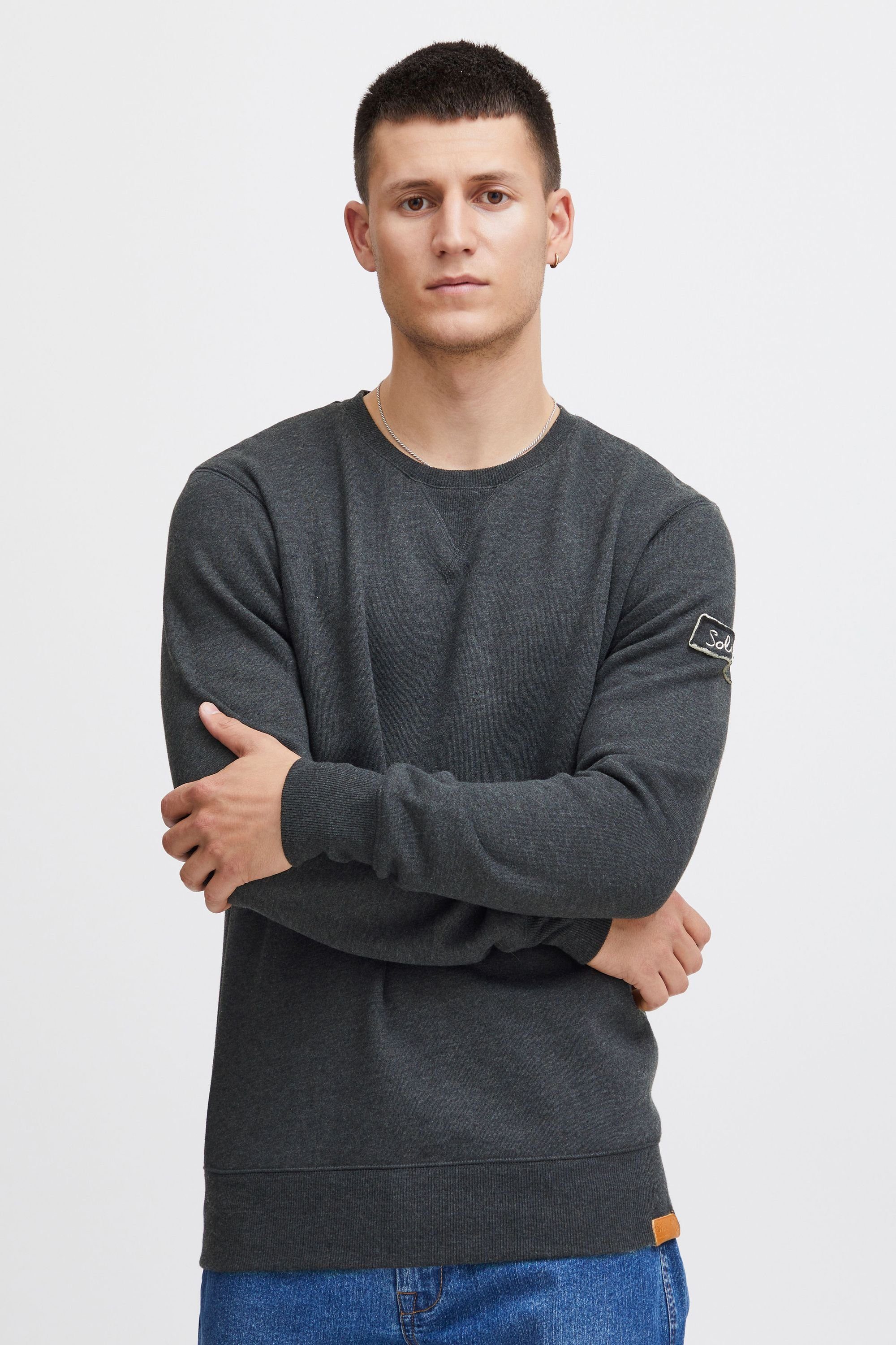!Solid Sweatshirt SDTrip O-Neck Sweatpullover mit Fleece-Innenseite Dark Grey Melange (8288)