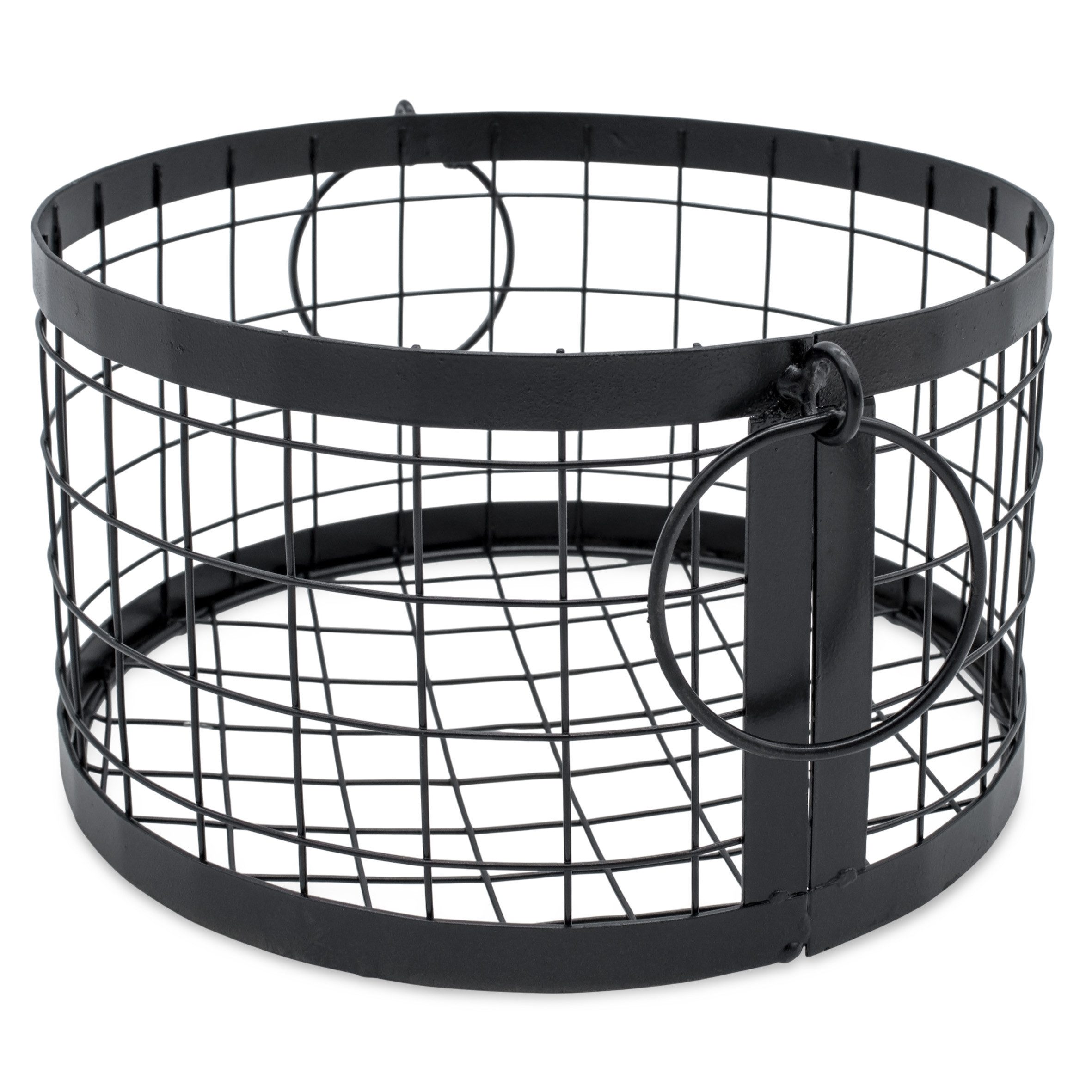 Spetebo Aufbewahrungskorb Metall Gitterkorb rund mit Griffen schwarz 2er Set (Anzahl, 2 St., SET), jedes Körbchen mit 2 Griffen – Bild 5 von 5
