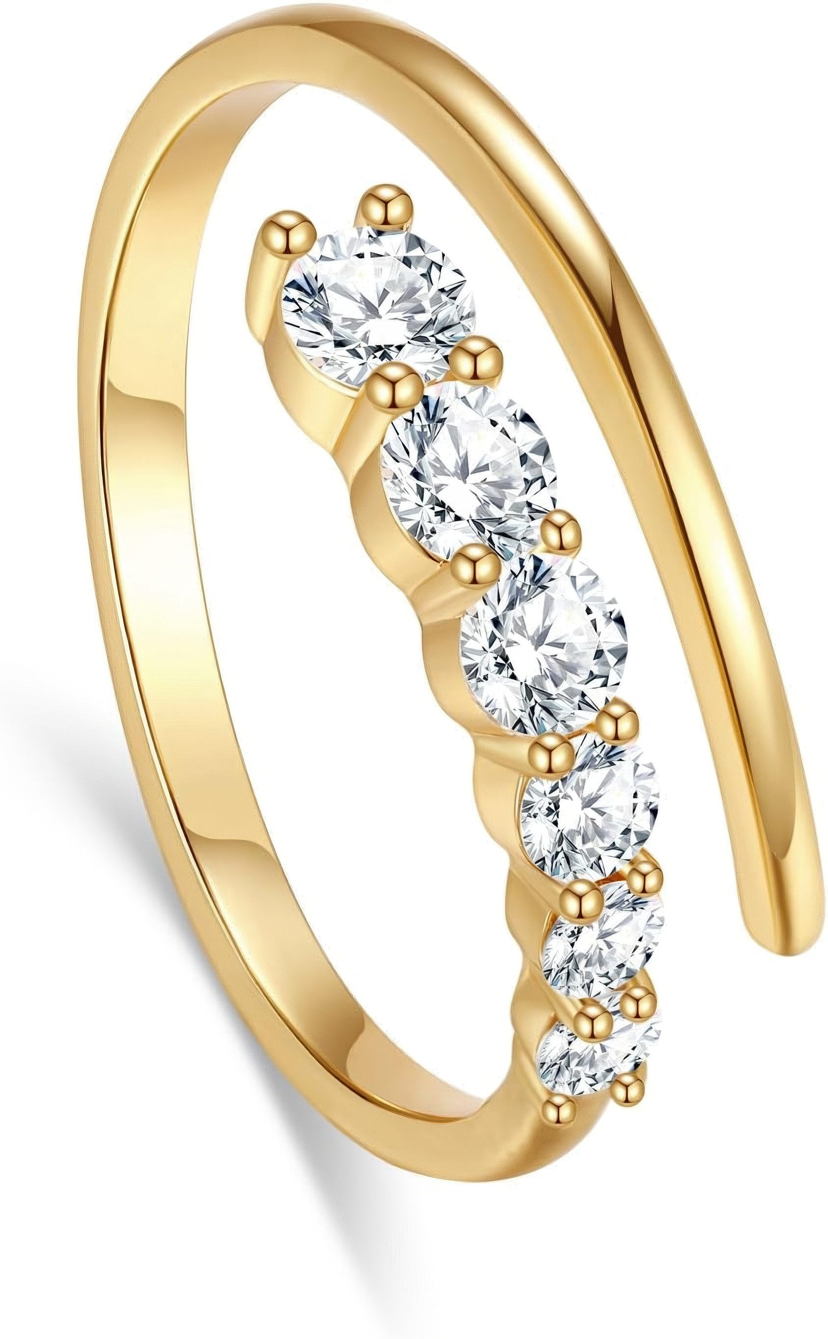 Diamantring Schlangenförmiger Ring, Damen 585 Echtguldring, Manifestring