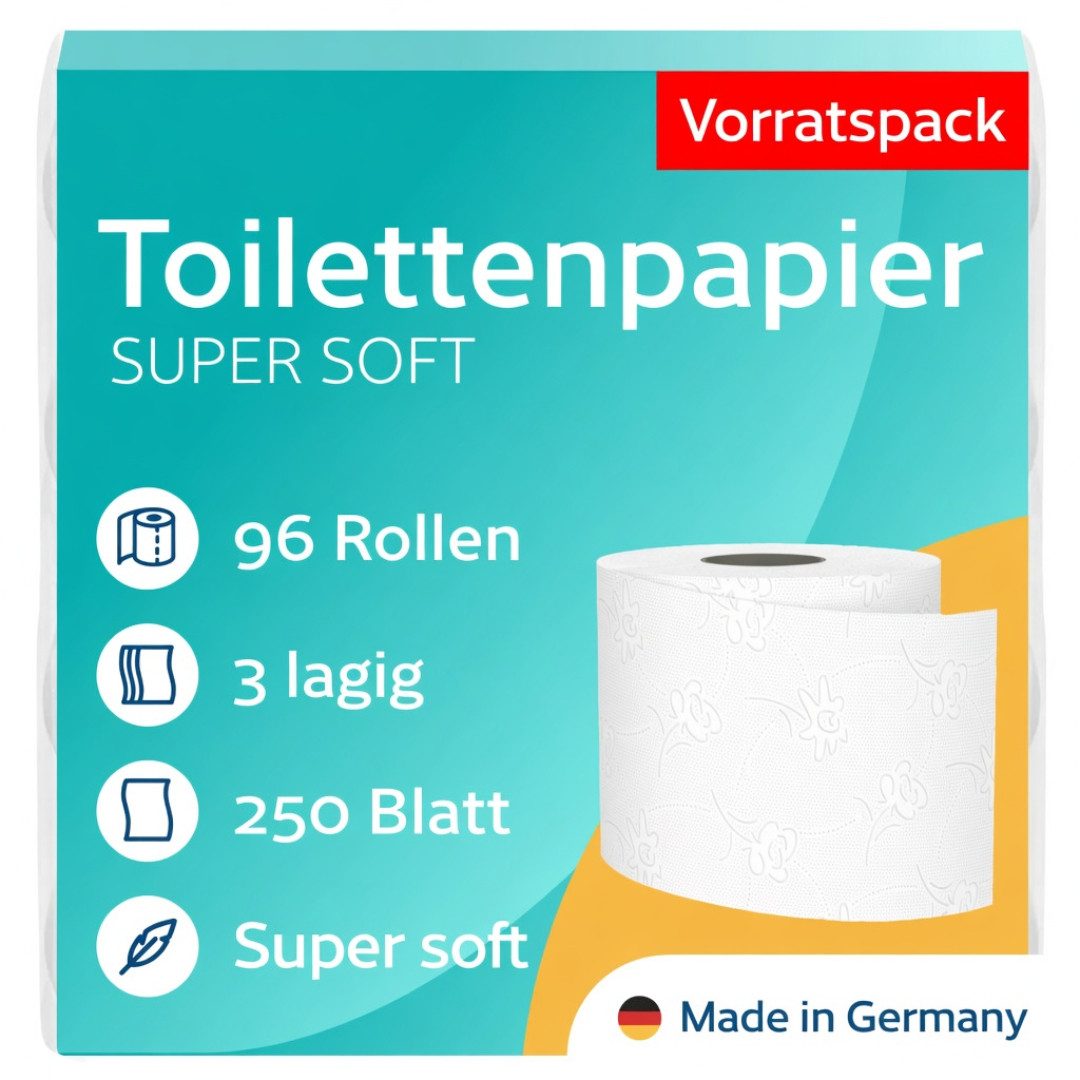 Satino Toilettenpapier 3-lagig - 48 o. 96 Rollen á 250 Blatt - aus Zellstoff (96-St)