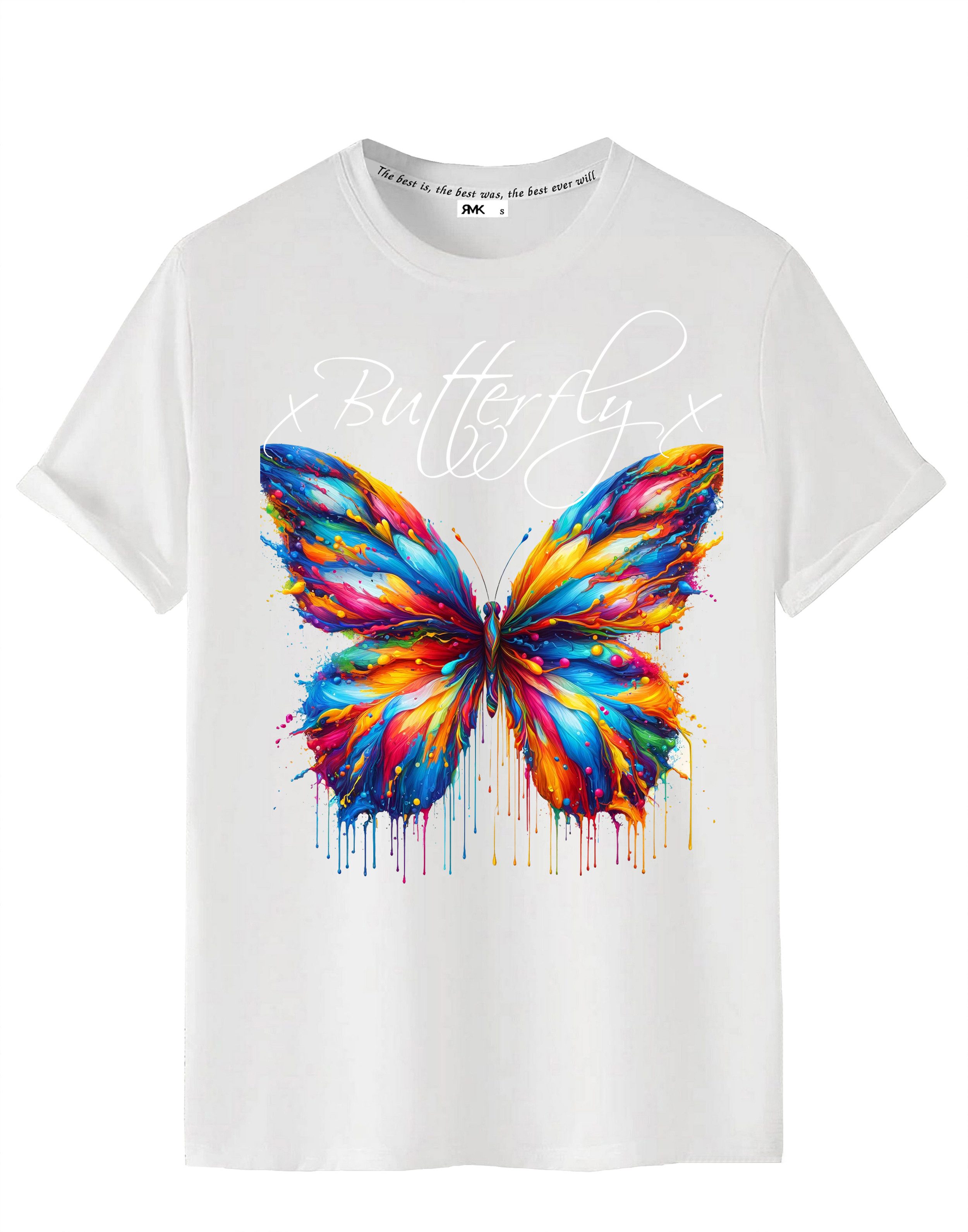 RMK T-Shirt Herren Shirt Basic Rundhals mit Butterfly Regenbogen Schmetterl günstig online kaufen