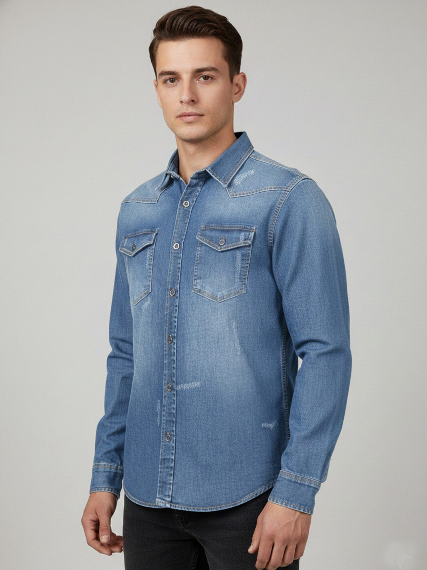 Rock Creek Jeanshemd Herren Jeans Hemd Regular Fit H-419 – Bild 5 von 5