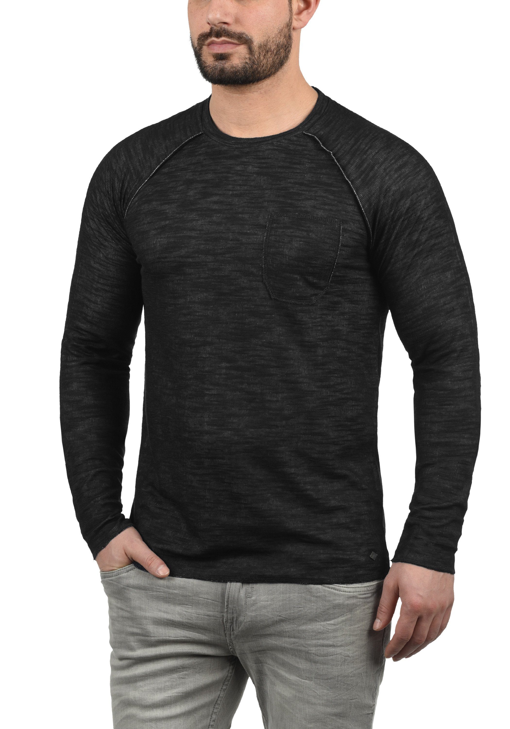 Solid Sweatshirt SDDon Brusttasche mit (9000) Black Sweatpullover