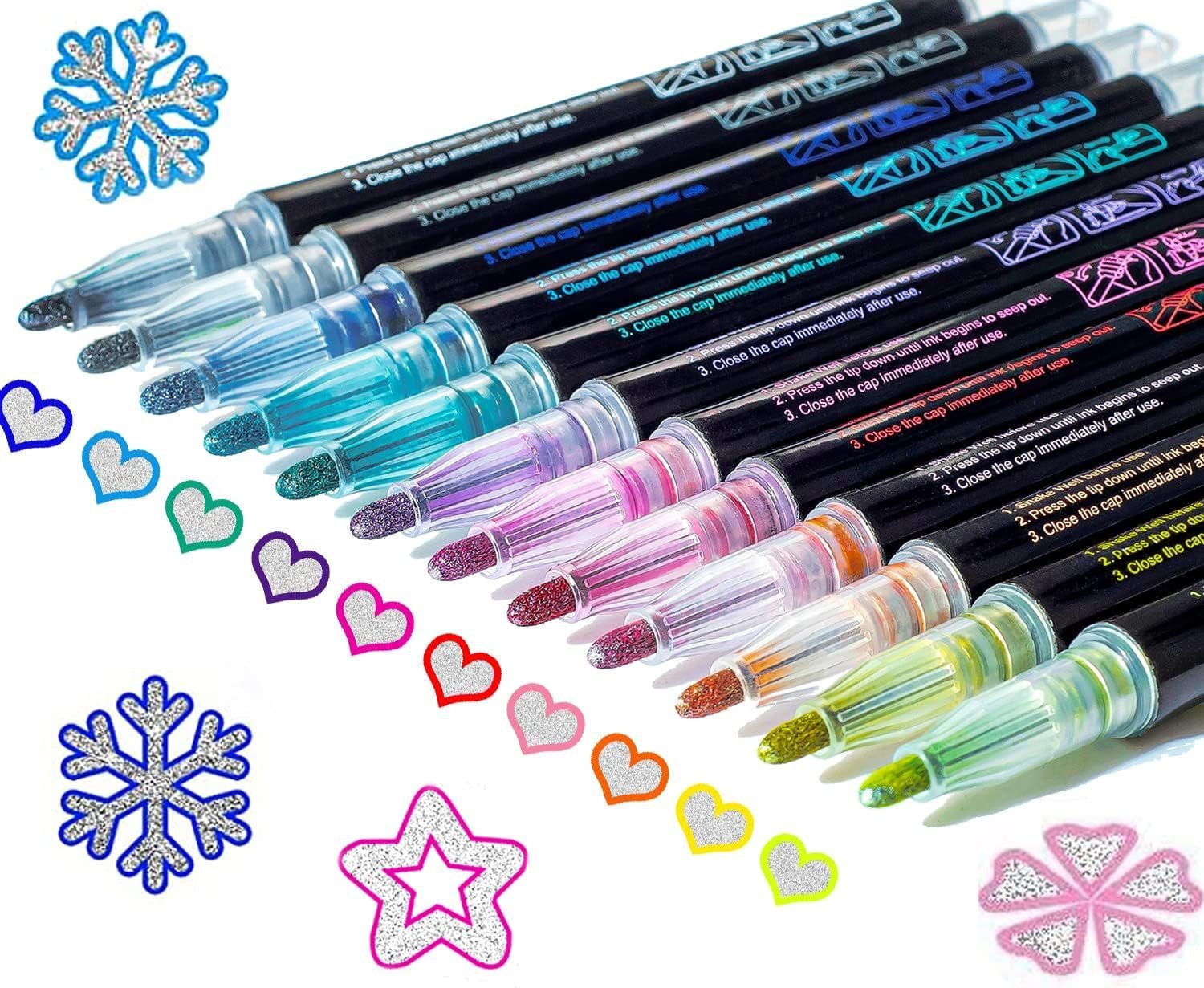 FELIXLEO Filzstift Glitzerstifte 12 Metallic Marker Zauberstifte Schulanfang Geschenk, (12-tlg)
