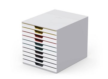 DURABLE Schubladenbox VARICOLOR, Durable 763027 Schubladenbox A4 (Varicolor Mix) 10 Fächer, mit Etikett