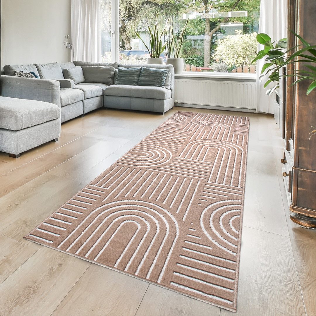 OTTO home Teppich Lysandra, rechteckig, Höhe: 8 mm, 3D-Effekt, softer Kurzflor, pflegeleicht, leichter Glanz, Scandi-Look