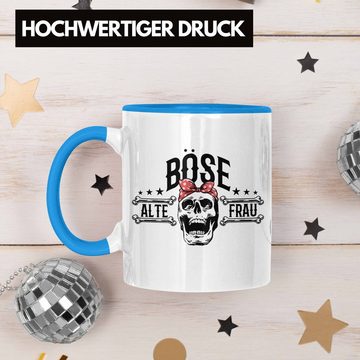 Trendation Tasse Lustige Tasse Geschenk für Böse Alte Frau Rock Biker