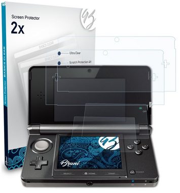 Bruni Schutzfolie Glasklare Displayschutzfolie für Nintendo 3DS 2011, (2er Set), praktisch unsichtbar