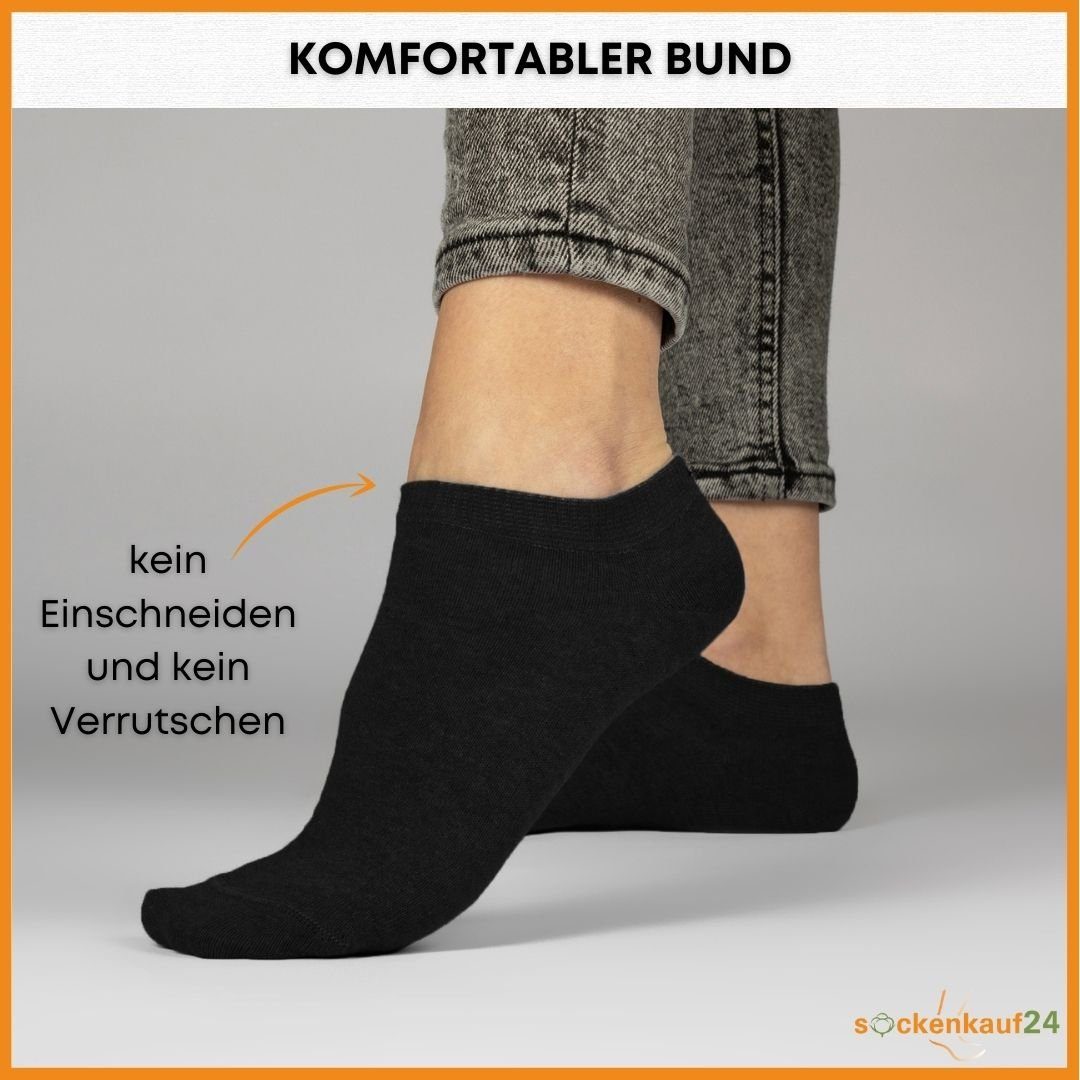 sockenkauf24 Sneakersocken 10 Paar Basic Sneaker Socken Herren & Damen aus Baumwolle (Schwarz/Weiß, 43-46) mit Komfortbund (Basicline) - 70202T WP