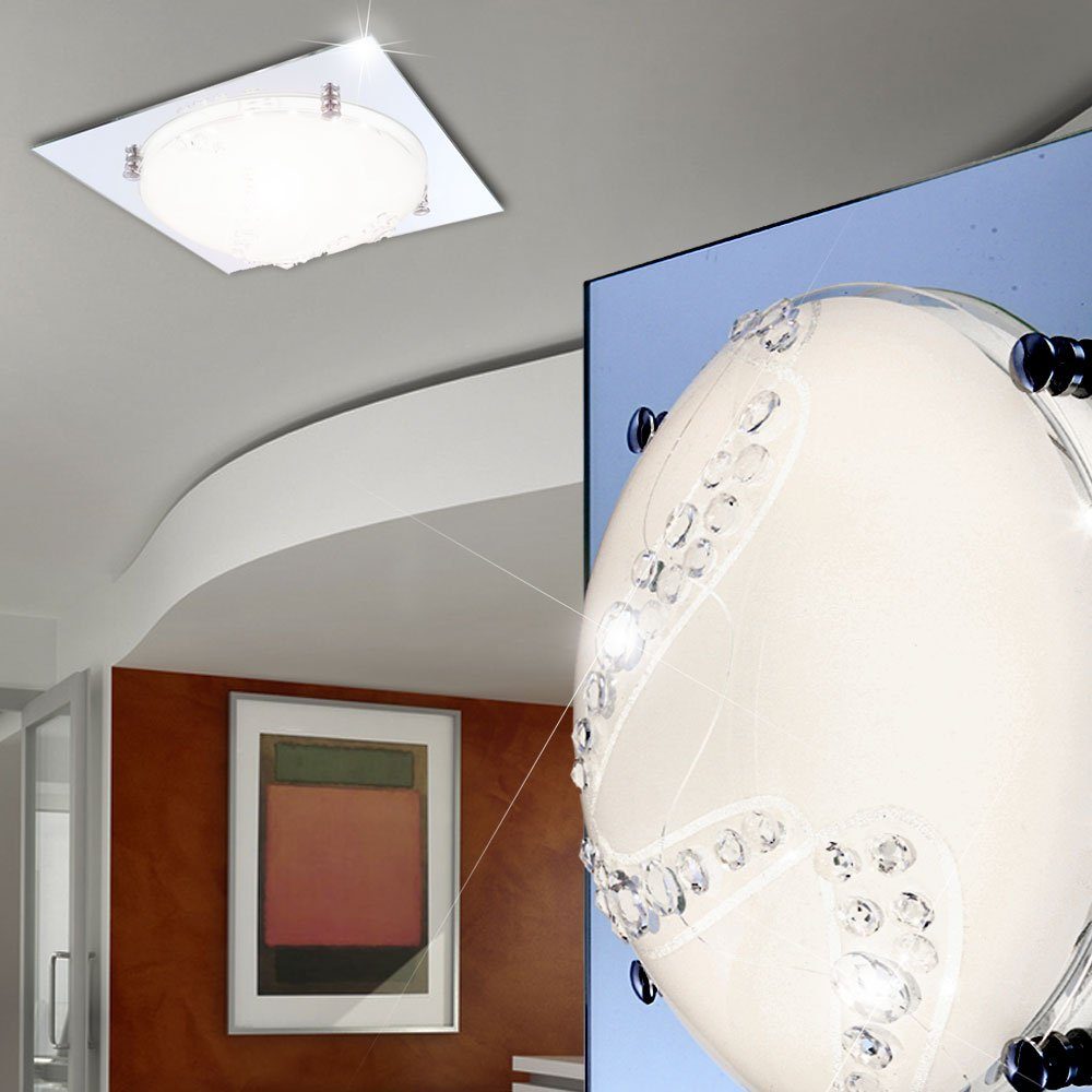 Globo LED Deckenleuchte, LED-Leuchtmittel fest Neutralweiß, Deckenleuchte verbaut, Glasleuchte Deckenlampe Kristallleuchte Wohnzimmerlampe
