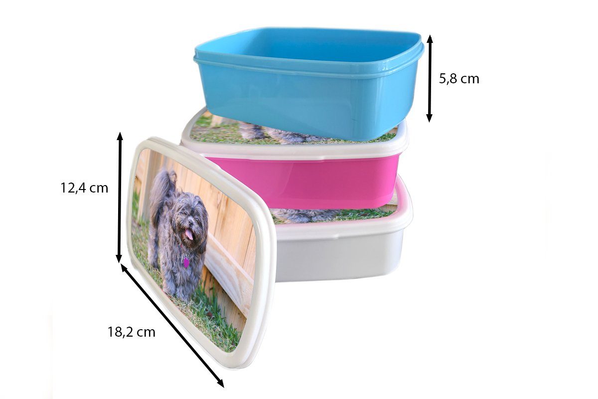 Ein Lunchbox Kunststoff, Kunststoff Shih MuchoWow Zaun, für Tzubi Brotbox Brotdose rosa Mädchen, Erwachsene, Kinder, (2-tlg), Snackbox, Hund am schwarzer