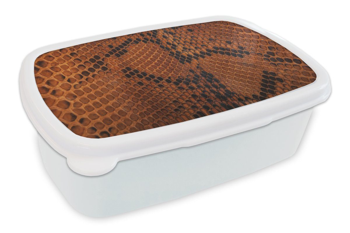 MuchoWow Lunchbox Leder - Textur - Tierhaut, Kunststoff, (2-tlg), Brotbox für Kinder und Erwachsene, Brotdose, für Jungs und Mädchen weiß | Lunchboxen