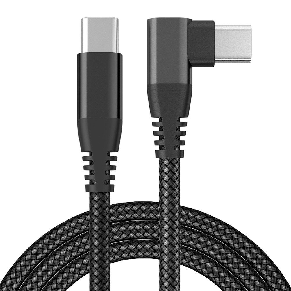 Kevin Frotscher (FroShop) 60W USB-C auf USB-C Schnellladekabel 0,5 m 90° Winkelstecker Nylon Smartphone-Ladegerät (geflochten 480 Mbps Daten, für Samsung iPhone iPad Xiaomi Lenovo Huawei Tablet - Schwarz)