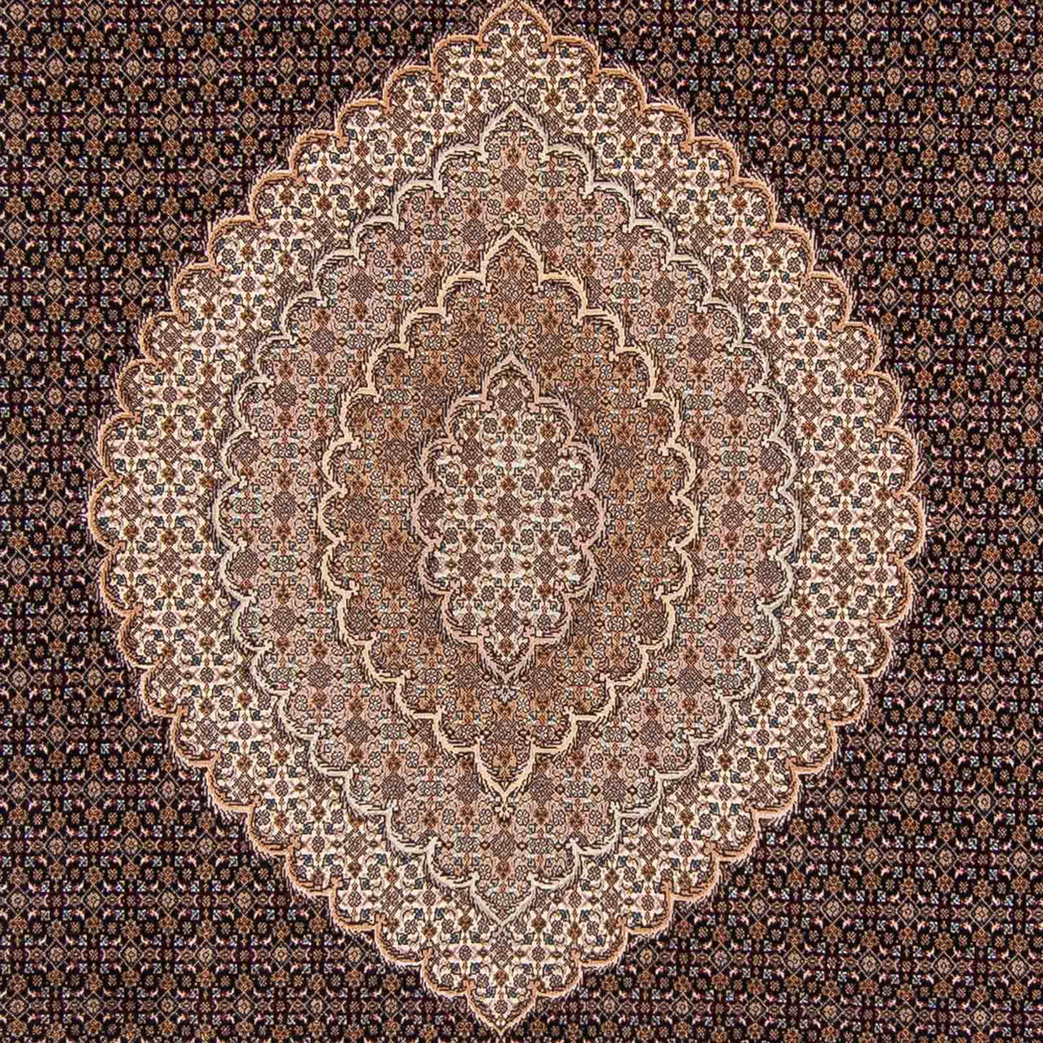 Orientteppich Perser - mm, cm Handgeknüpft, 354 - Einzelstück Täbriz rechteckig, 253 mit Zertifikat Höhe: 10 x Wohnzimmer, - morgenland, hellbraun