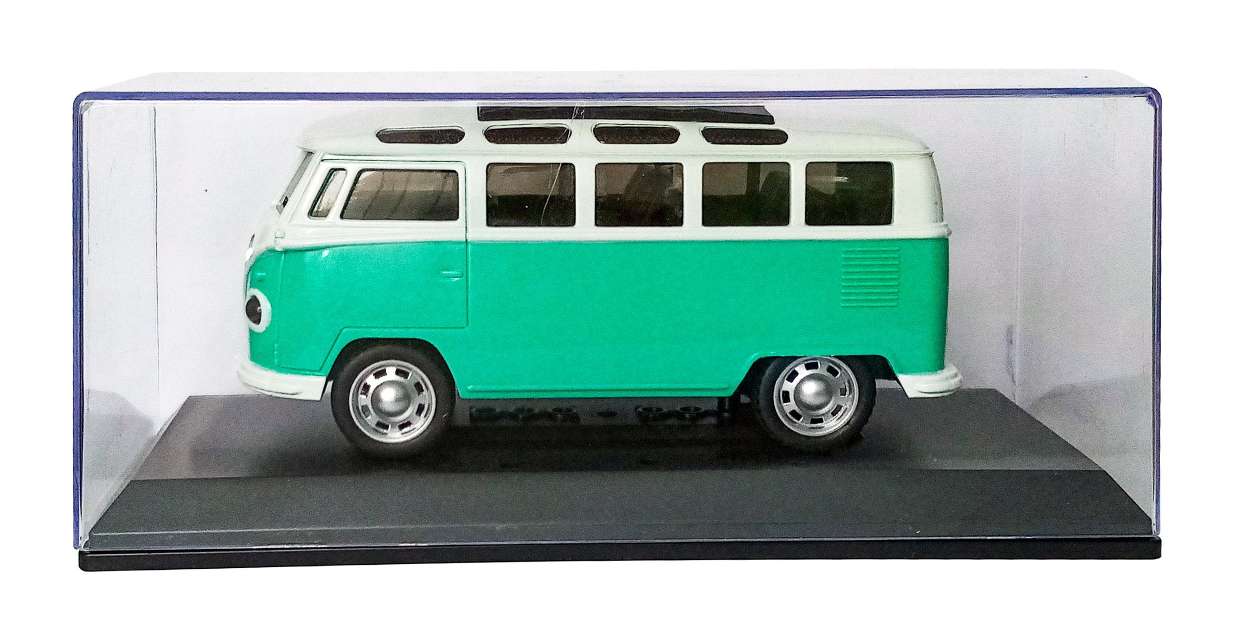 Toi-Toys Modellbus RETRO BUS in Vitrine Modell mit Licht Sound