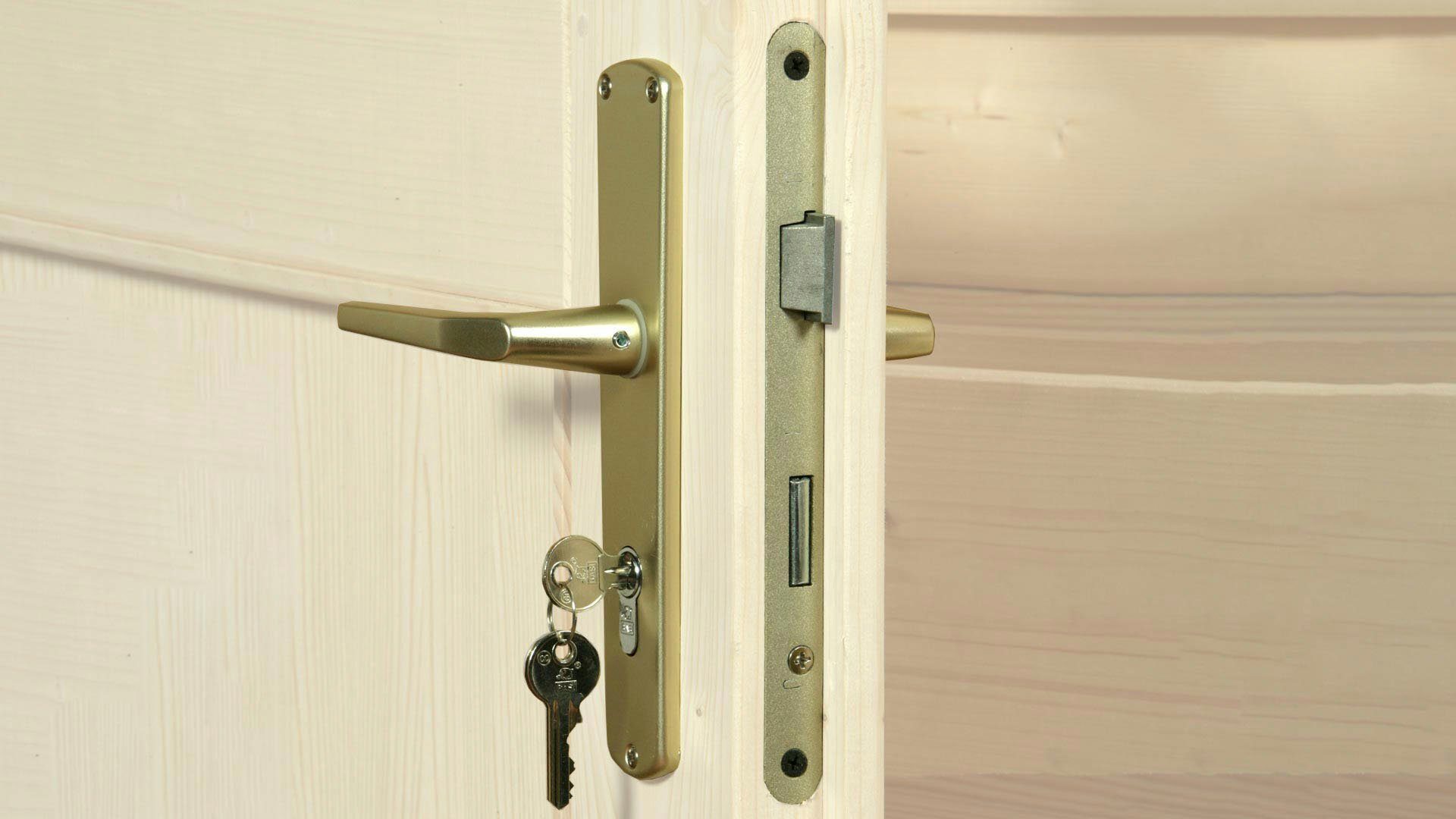 weka Saunahaus Kurikka, BxTxH: 380 x 380 x 315 cm, 68 mm, (Set) 7,5 kW-Ofen mit digitaler Steuerung