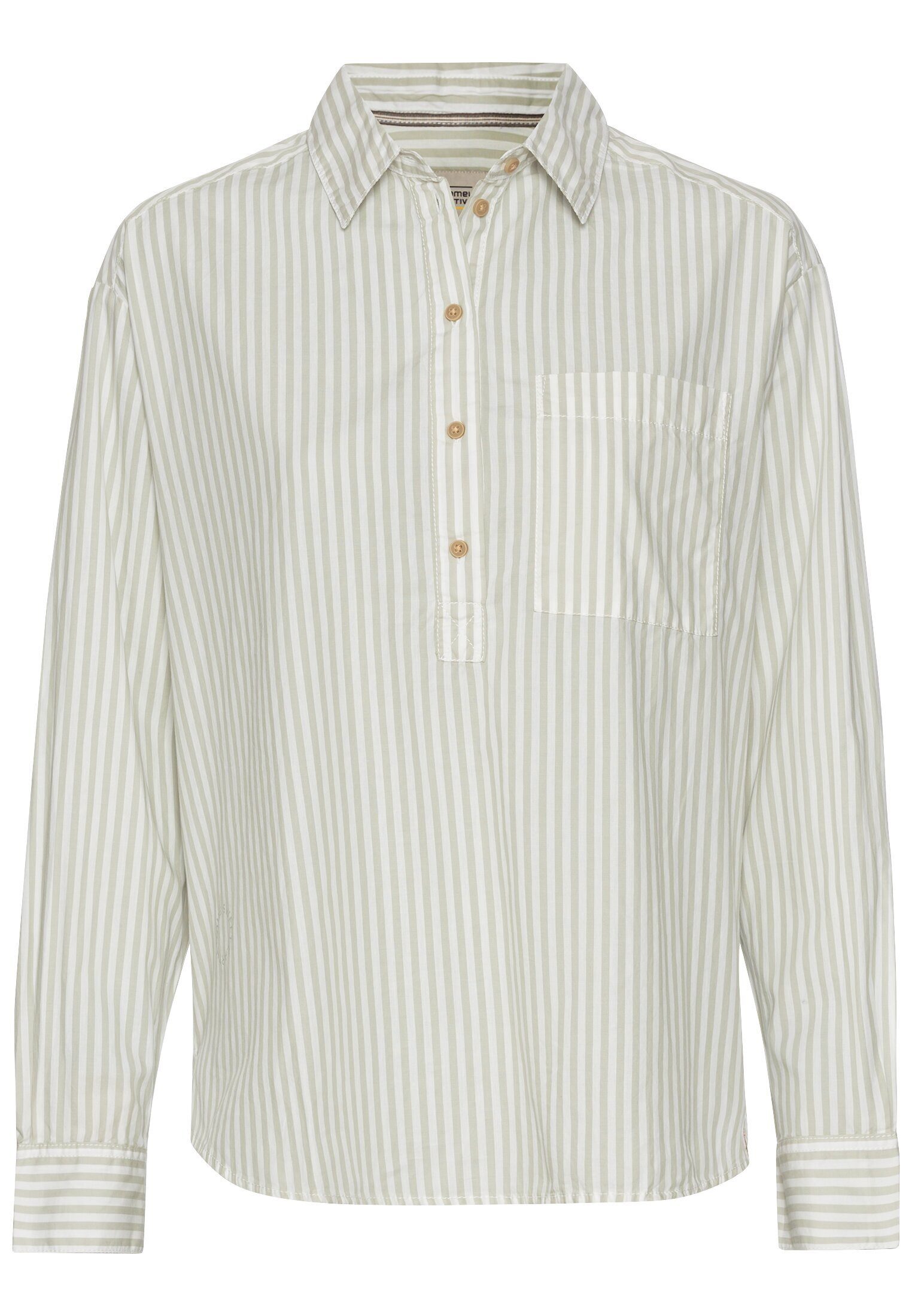 camel active Langarmbluse aus reiner Baumwolle Langarm Kentkragen gestreift