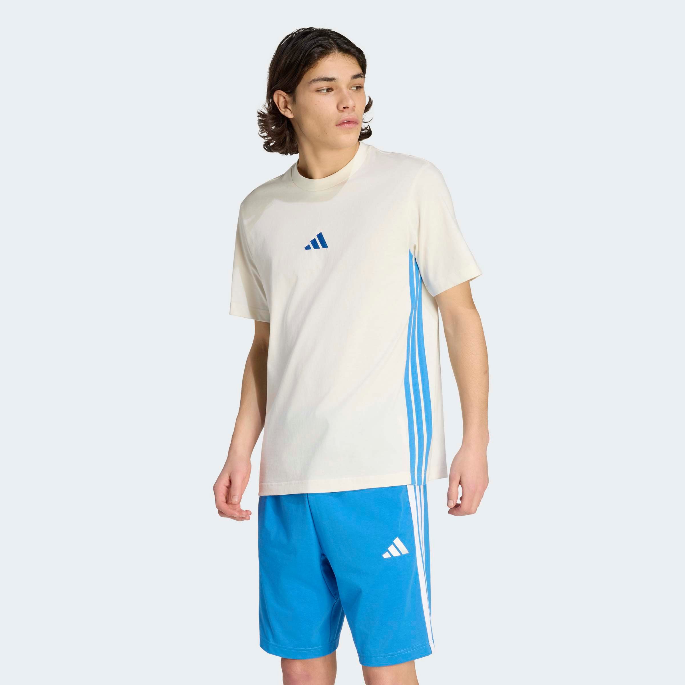 adidas Sportswear T-Shirt ESSENTIALS 3-STREIFEN SINGLE JERSEY mit Rundhalsausschnitt, aus Baumwolle, weiches Single Jersey