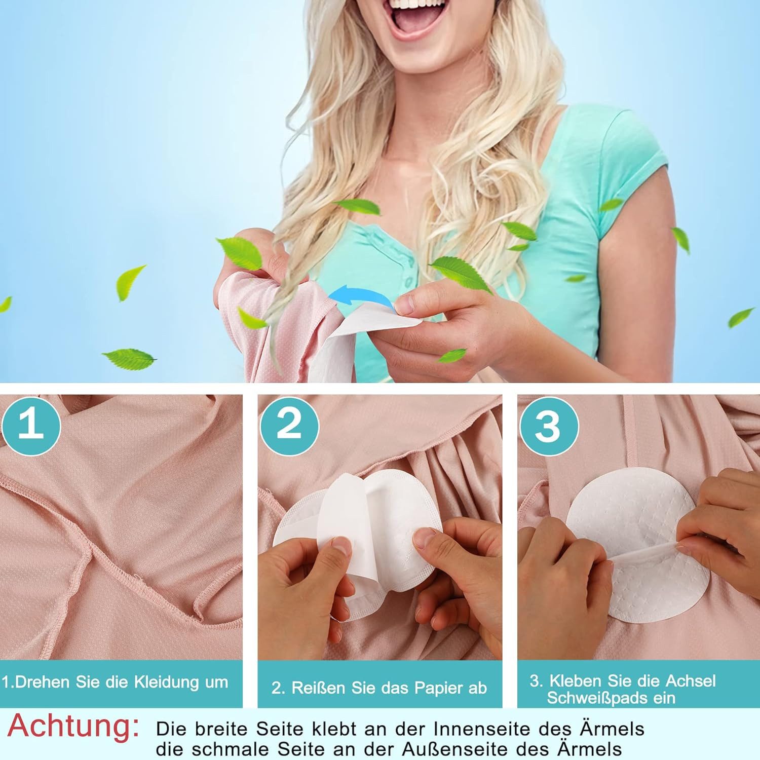 XDeer Schweißband 40 und 80 Stück Selbstklebend Achselpads Baumwolle Achsel Schweiß