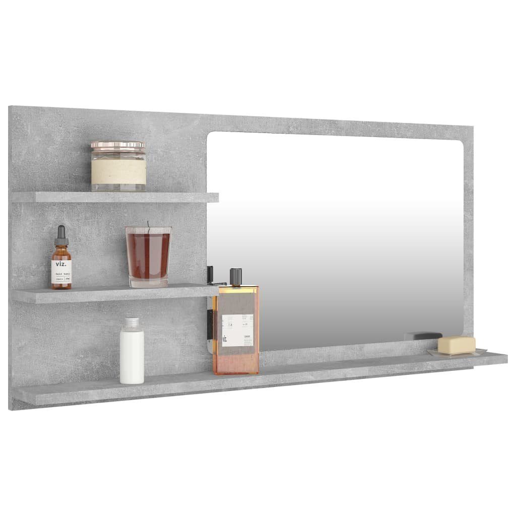 Betongrau vidaXL Badezimmerspiegelschrank (1-St) Badspiegel cm 90x10,5x45 Holzwerkstoff