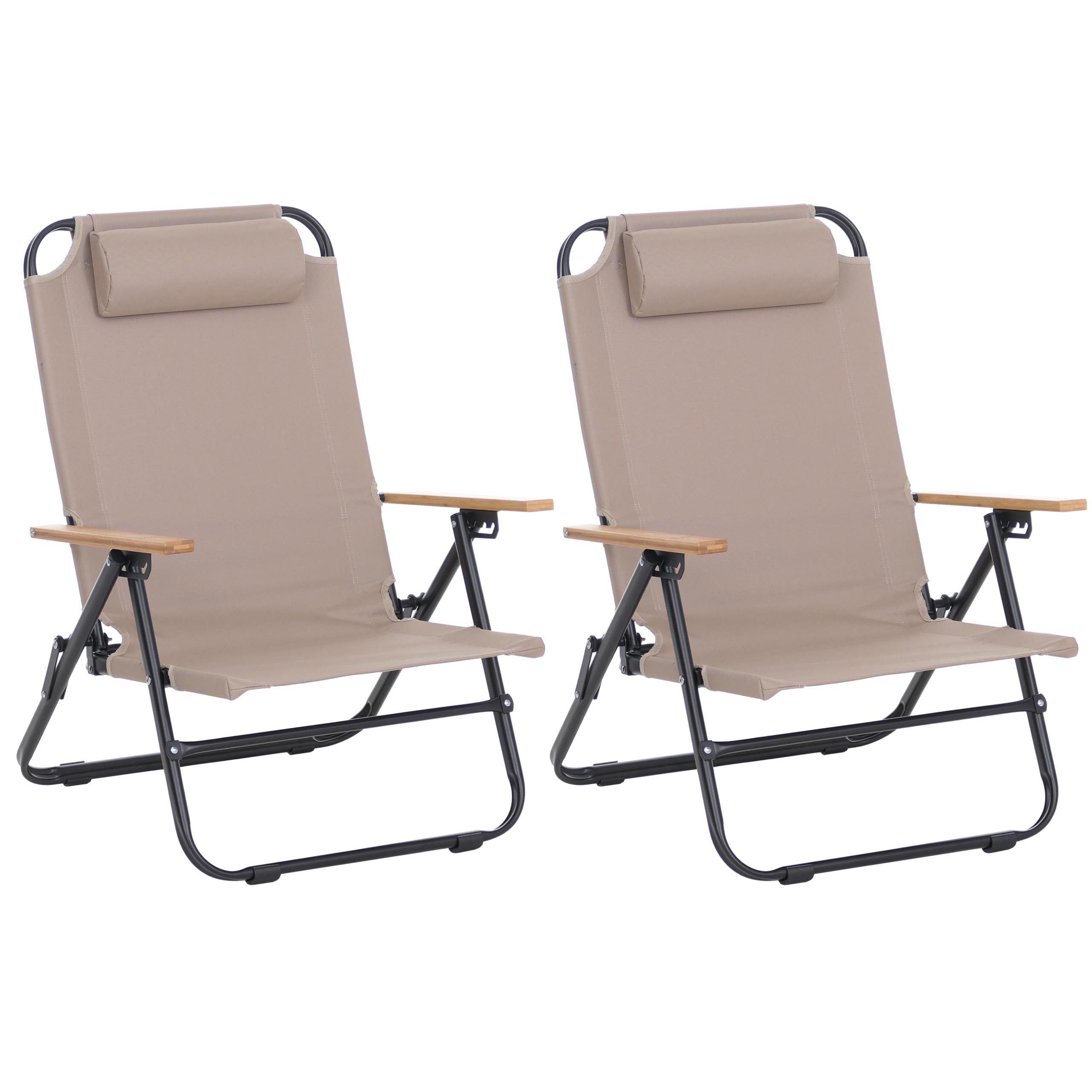MCW Campingstuhl MCW-Q44 (Set), Mit Armlehnen aus Bambus, Kompaktes Maß