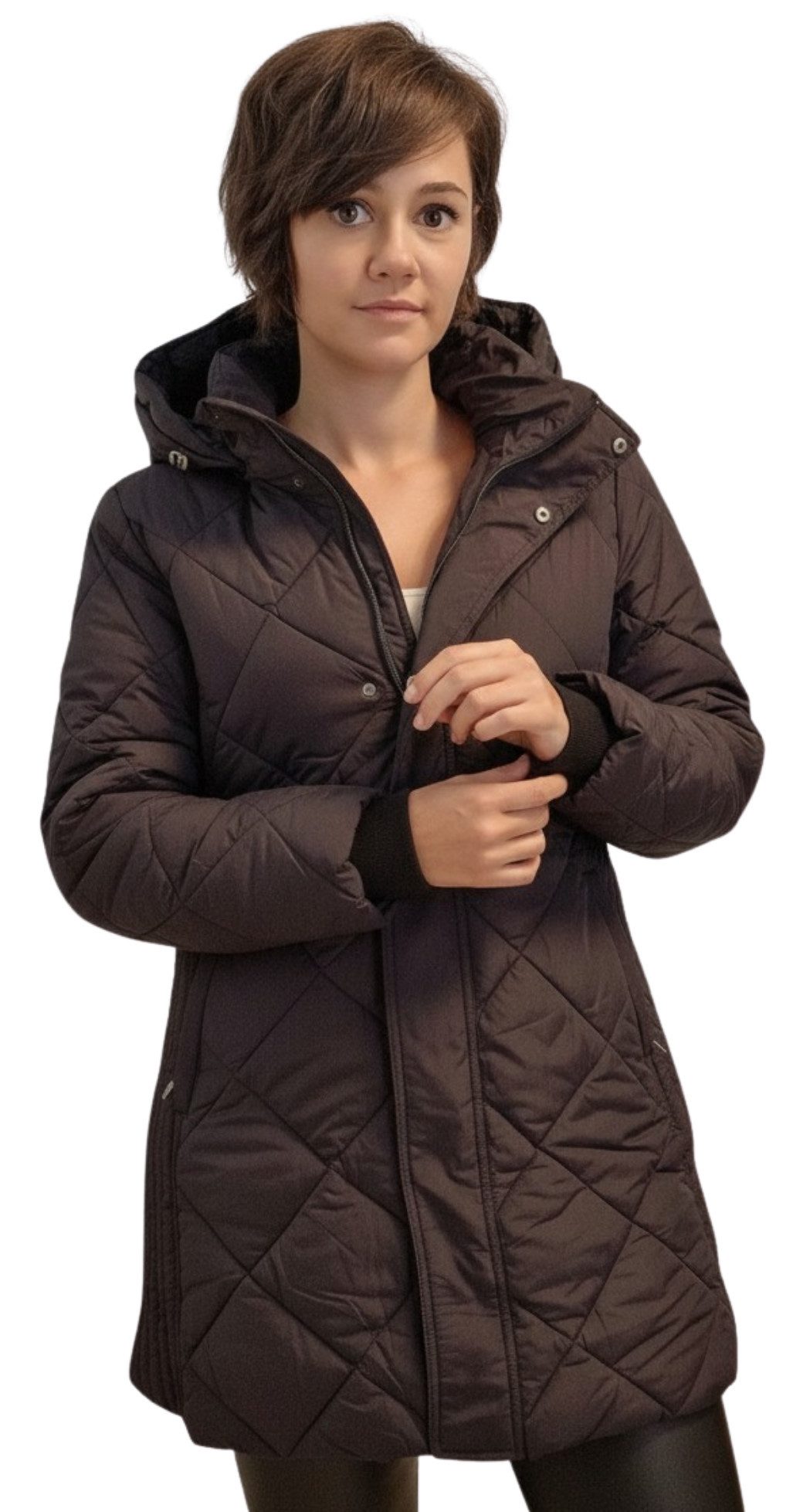 BLUE FLAME Steppmantel 60-313, Valino Rauten-Steppmantel mit Kapuze seitliche elastische Einsätze