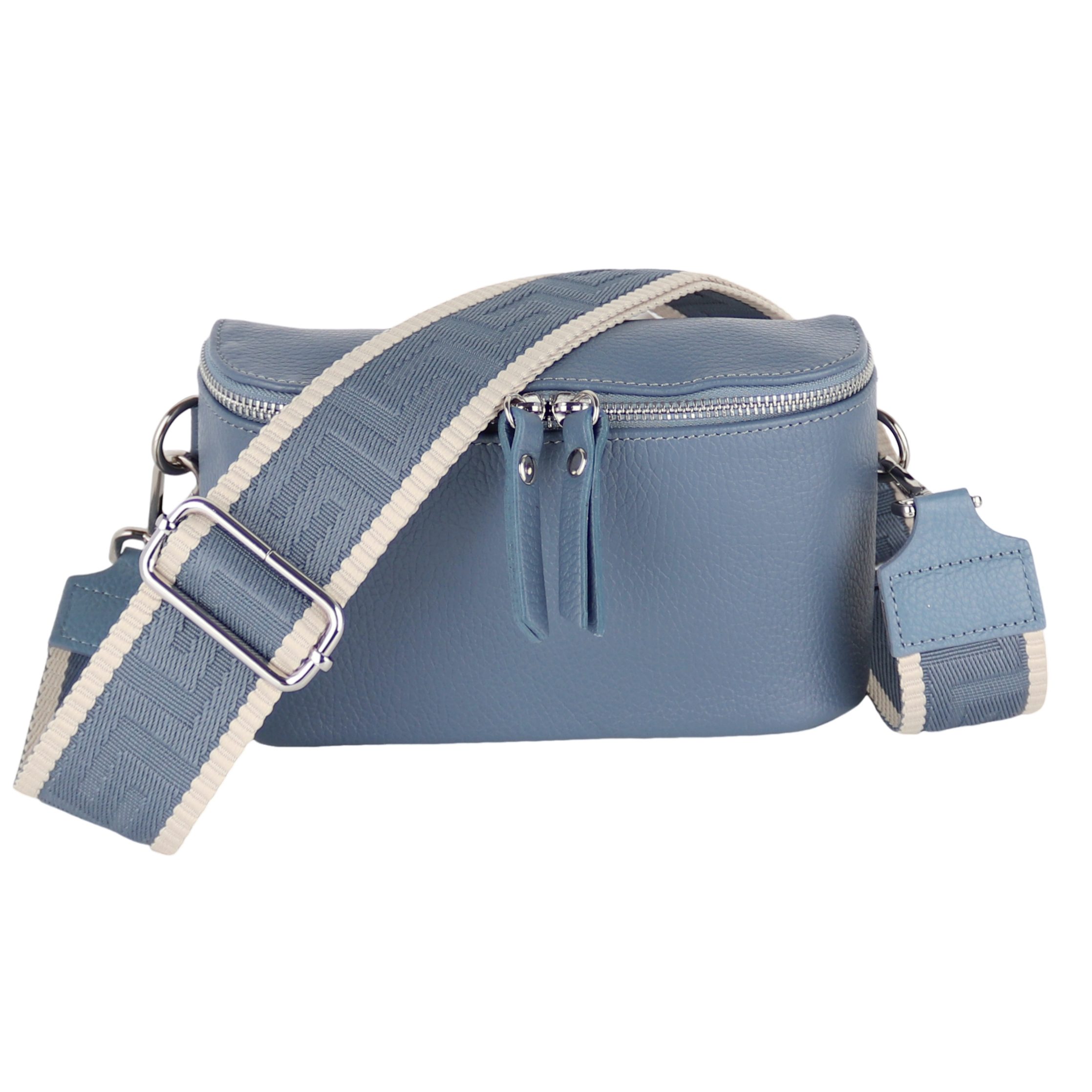 MIRROSI Bauchtasche Damen, Echtleder, Made in Italy, Umhängetasche, Brusttasche, (23x13x7cm); Schultertasche für jeden Anlass (1 Tasche & 2 Gurte), Crossbody Bag, gemusterten & verstellbaren Schulterriemen