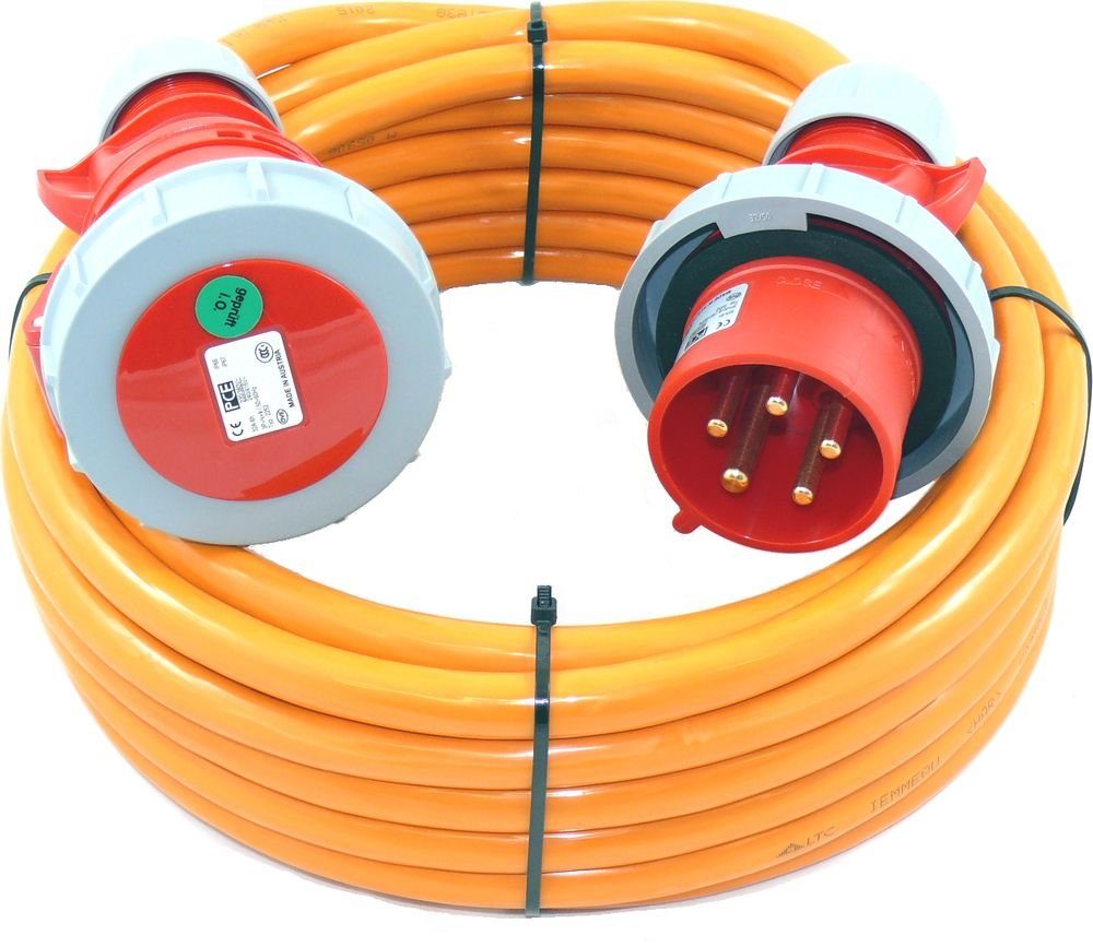 maxgo® CEE Verlängerungskabel mit PW wasserdicht H07BQ 5G6 5x6 32A IP67 10m Elektro-Kabel, (1000 cm)