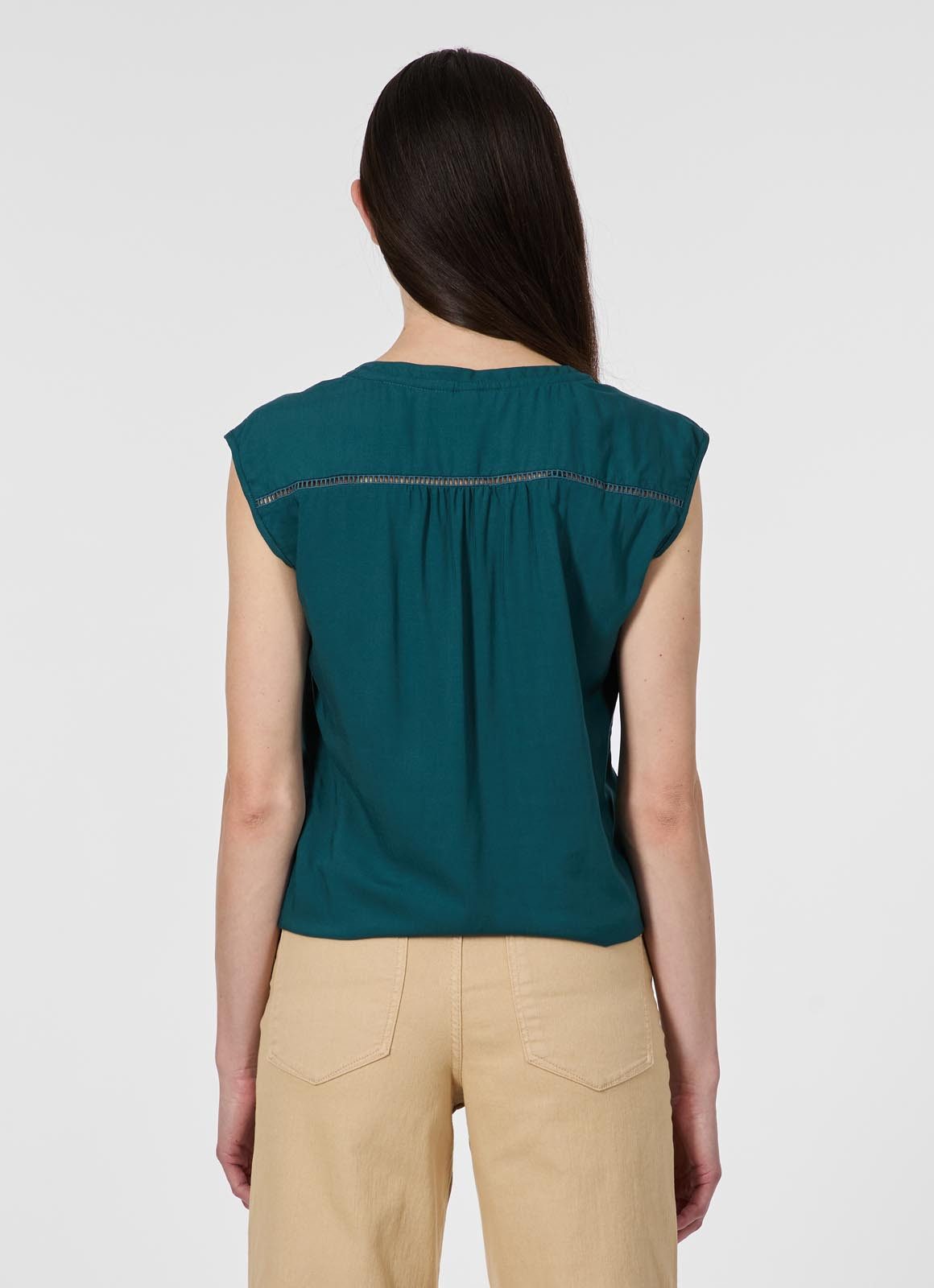 Ragwear V-Shirt SALTTY Viskose mit Gummizug am Saum und Knopfleiste