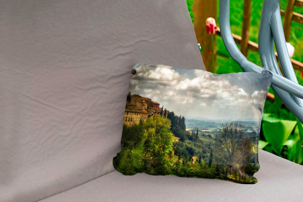 Dekokissenbezug, toskanischen ummauerten Wolken italienischen, MuchoWow Dekokissen Hügeln in der Polyester, über den Kissenhülle Outdoor-Dekorationskissen,